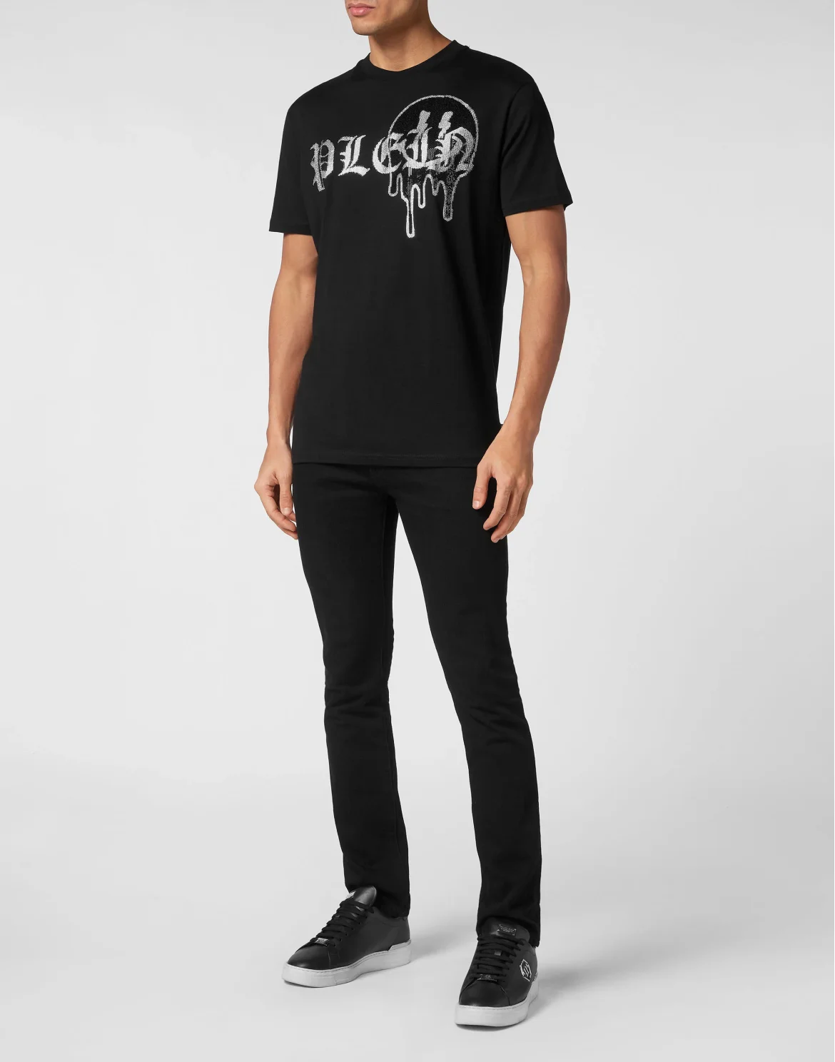 T-shirt Round Neck SS with stones Smile, цвет: Черный