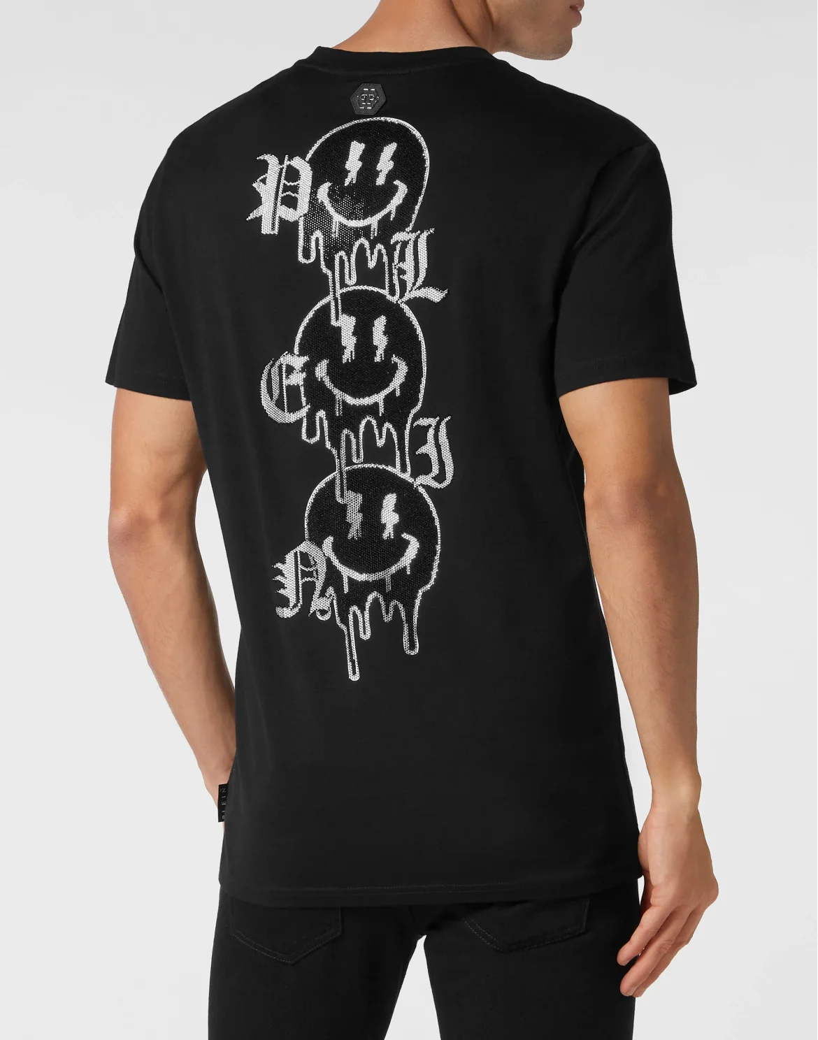 T-shirt Round Neck SS with stones Smile, цвет: Черный