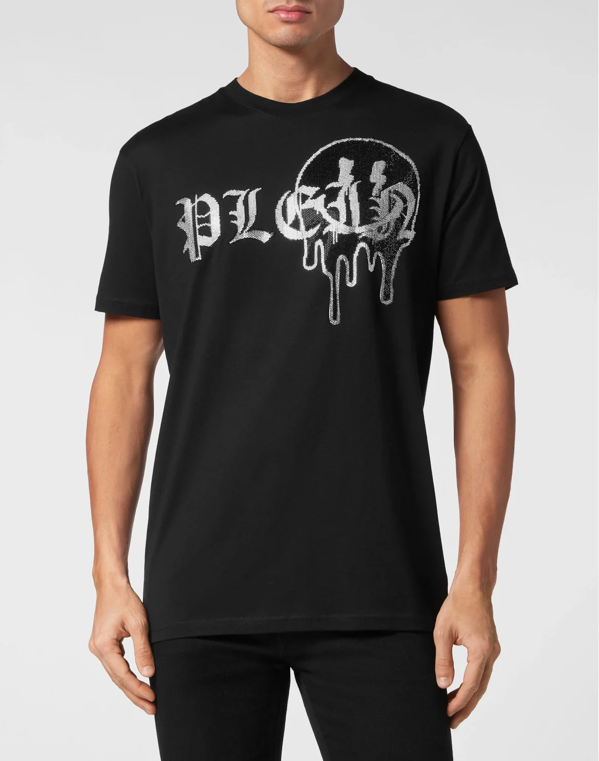 T-shirt Round Neck SS with stones Smile, цвет: Черный