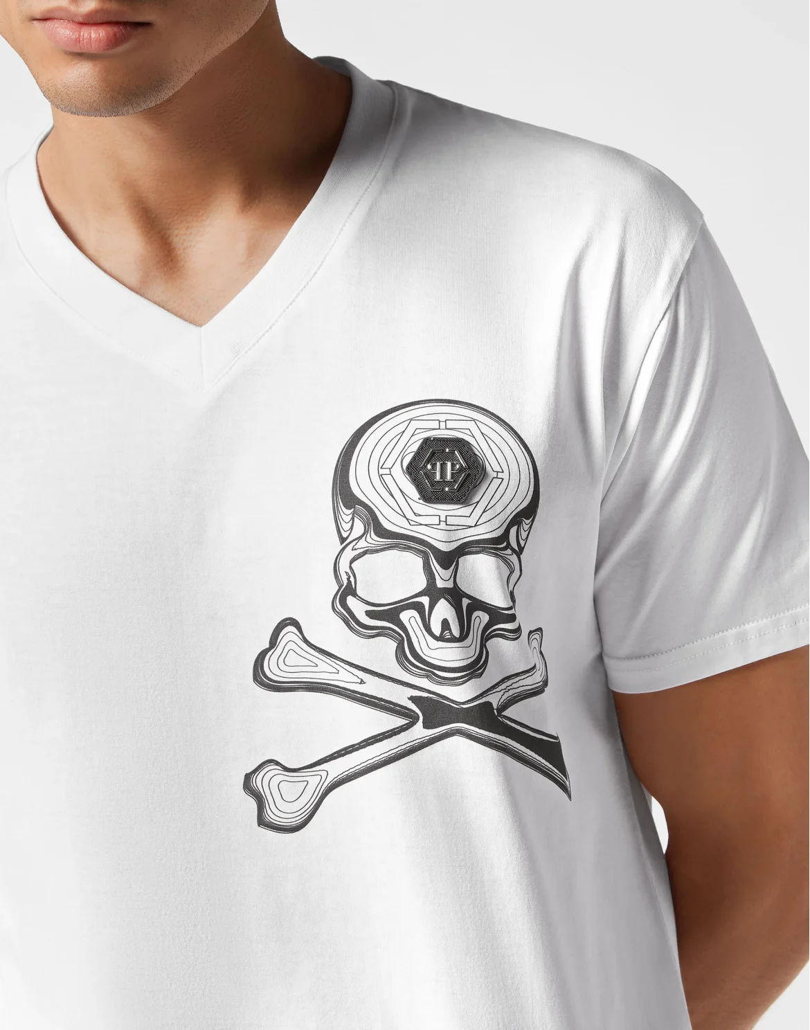T-shirt V Neck SS Skull&Bones, цвет: Белый