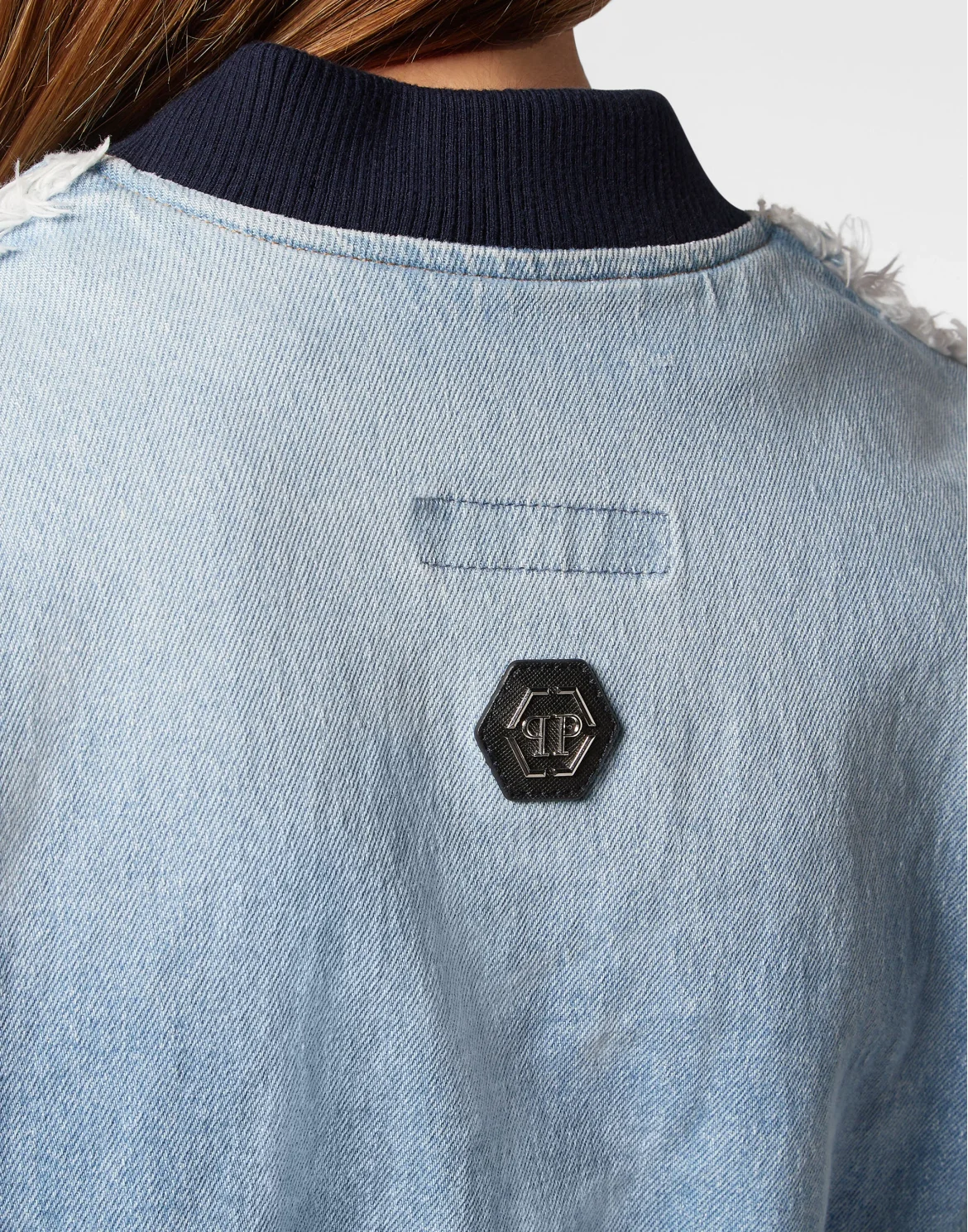 Denim Padded Shoulder Bomber, цвет: Синий