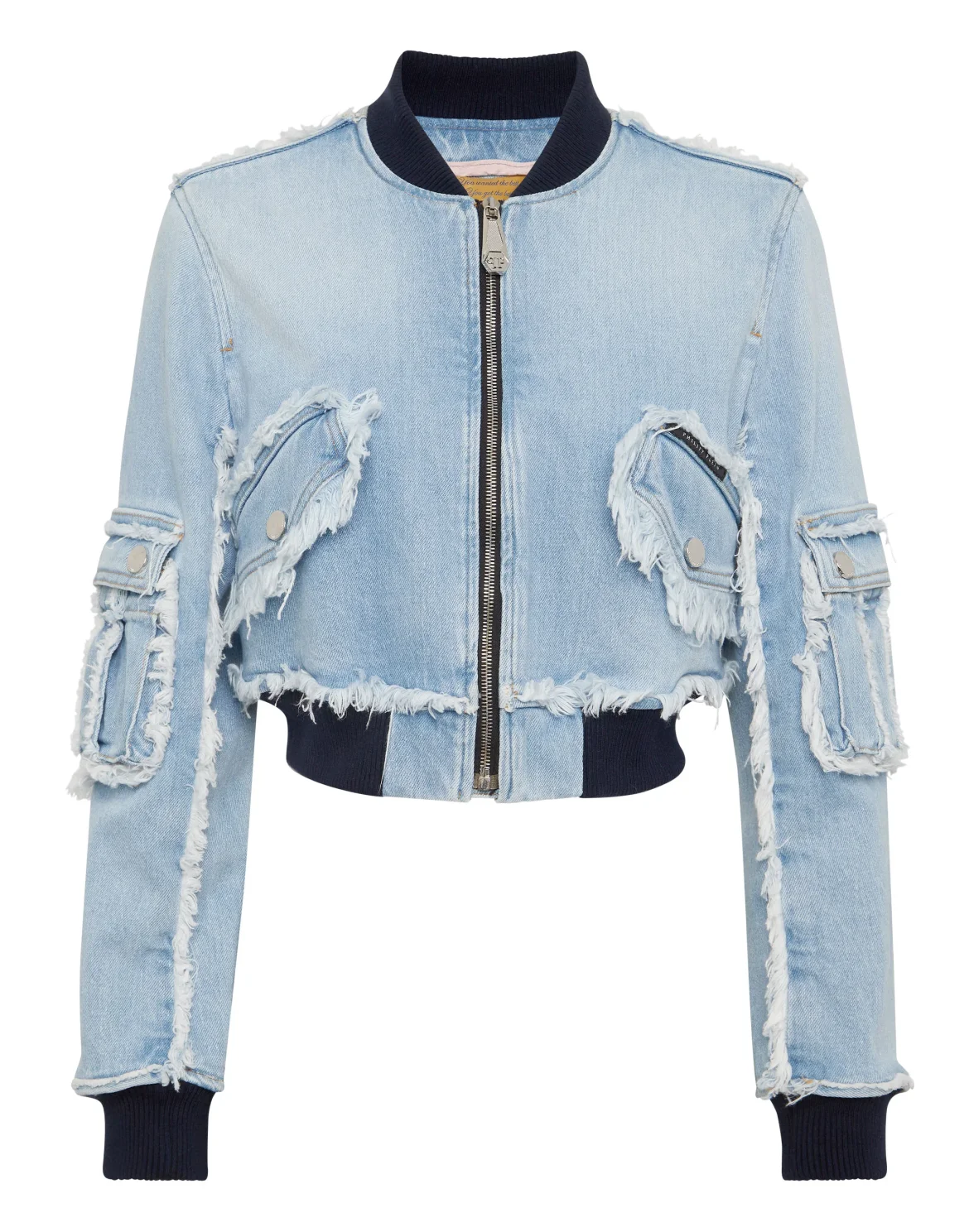 Denim Padded Shoulder Bomber, цвет: Синий