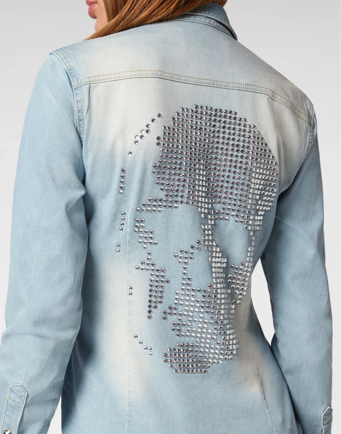 Denim Shirt Skull strass, цвет: Голубой