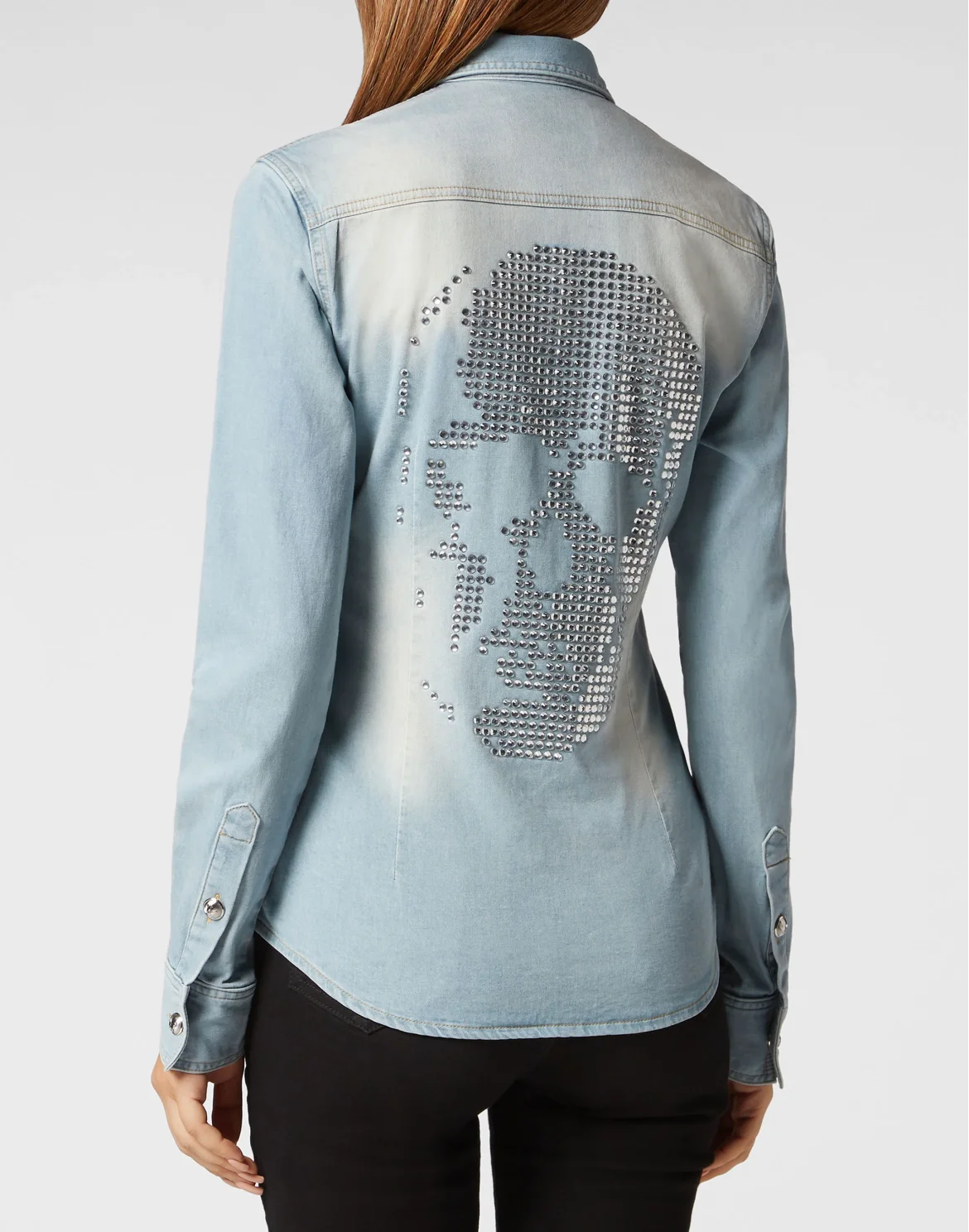 Denim Shirt Skull strass, цвет: Голубой