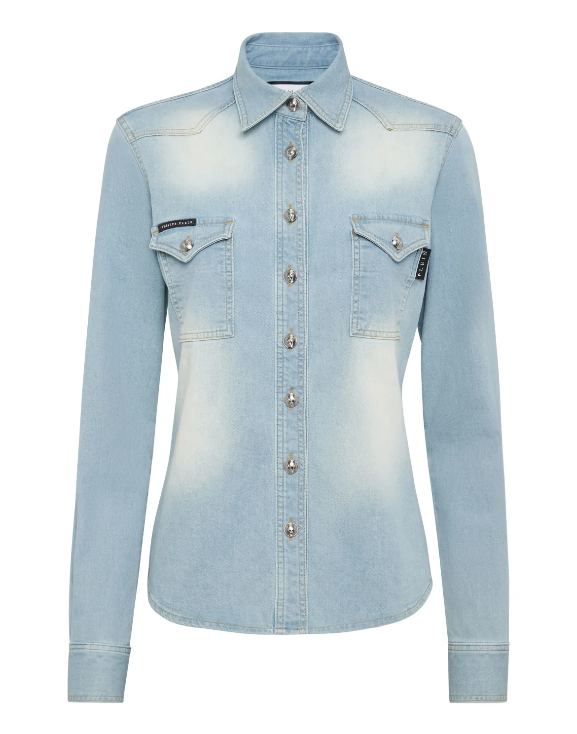 Denim Shirt Skull strass, цвет: Голубой