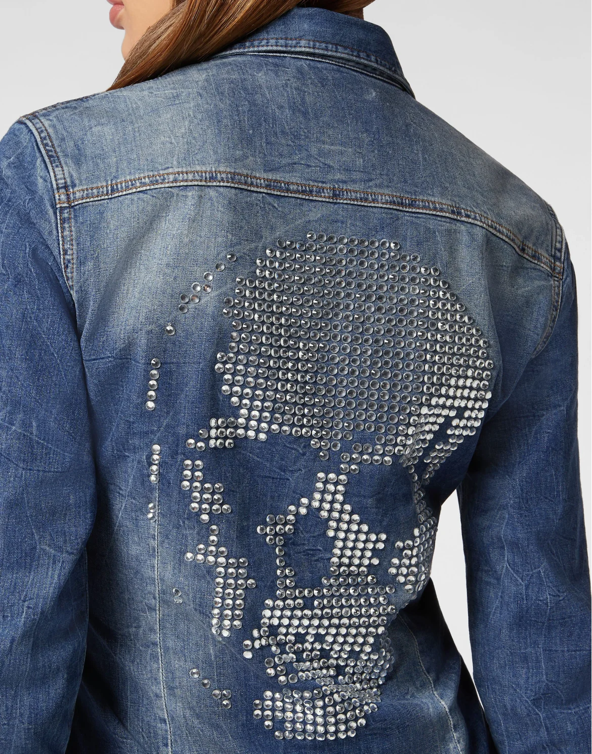 Denim Shirt Skull strass, цвет: Синий