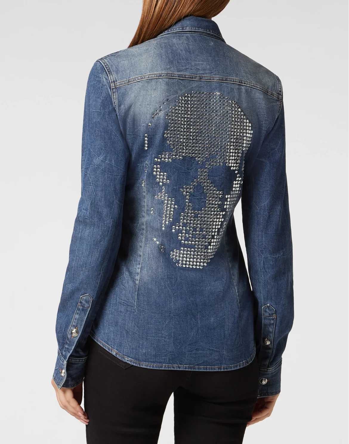 Denim Shirt Skull strass, цвет: Синий