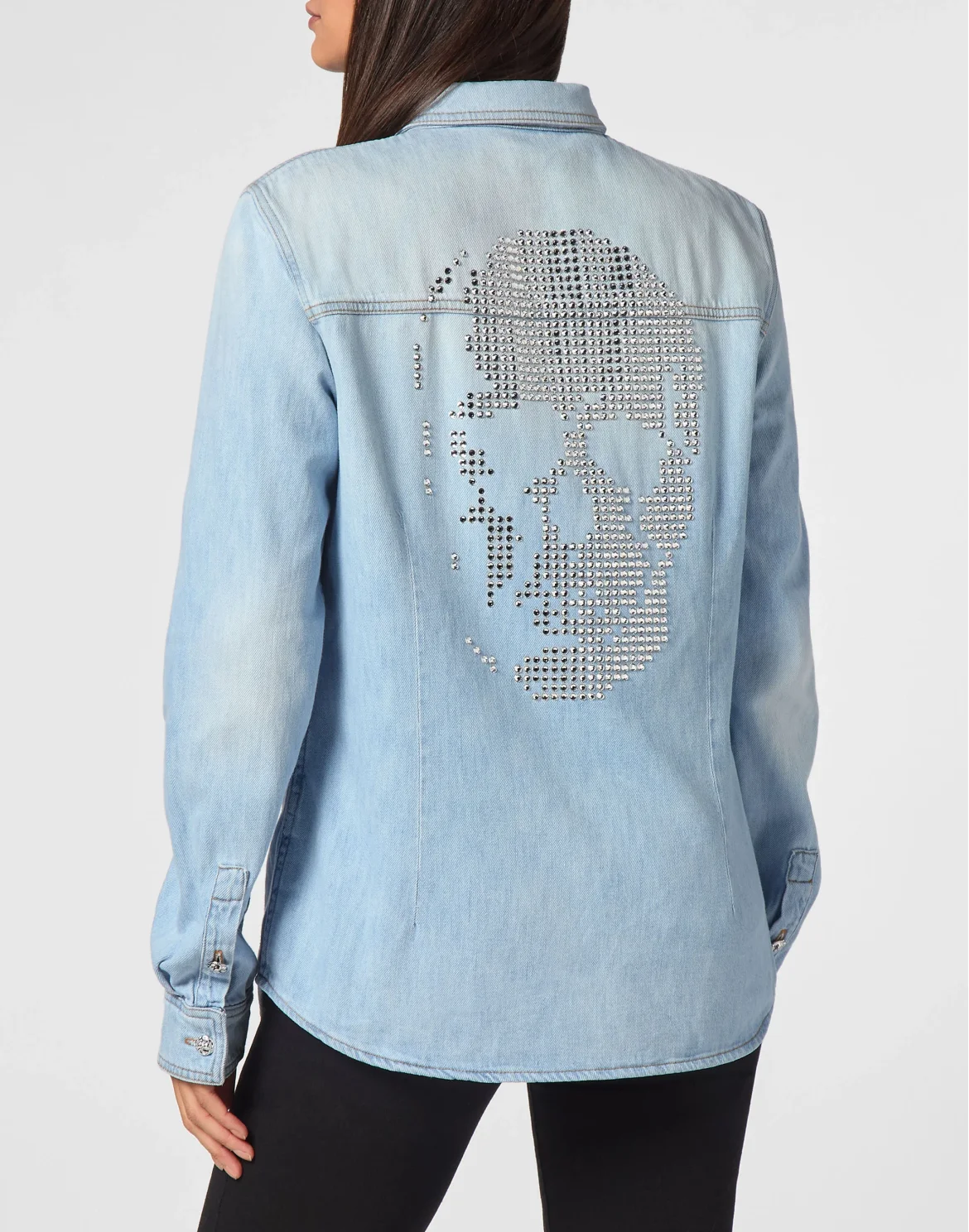 Denim Regular Shirt Crystal Skull, цвет: Синий