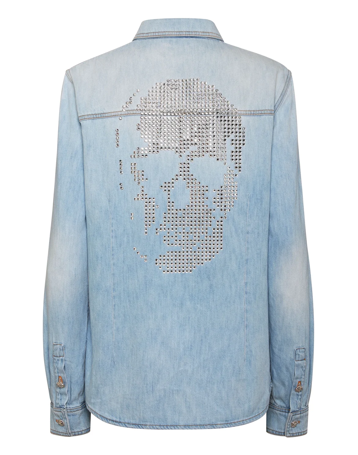 Denim Regular Shirt Crystal Skull, цвет: Синий