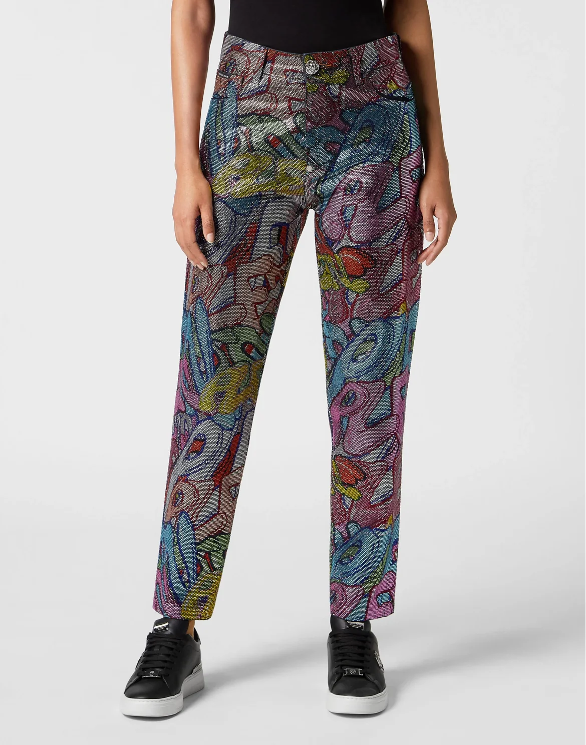Denim Trousers Mom Fit Brooches, цвет: Синий