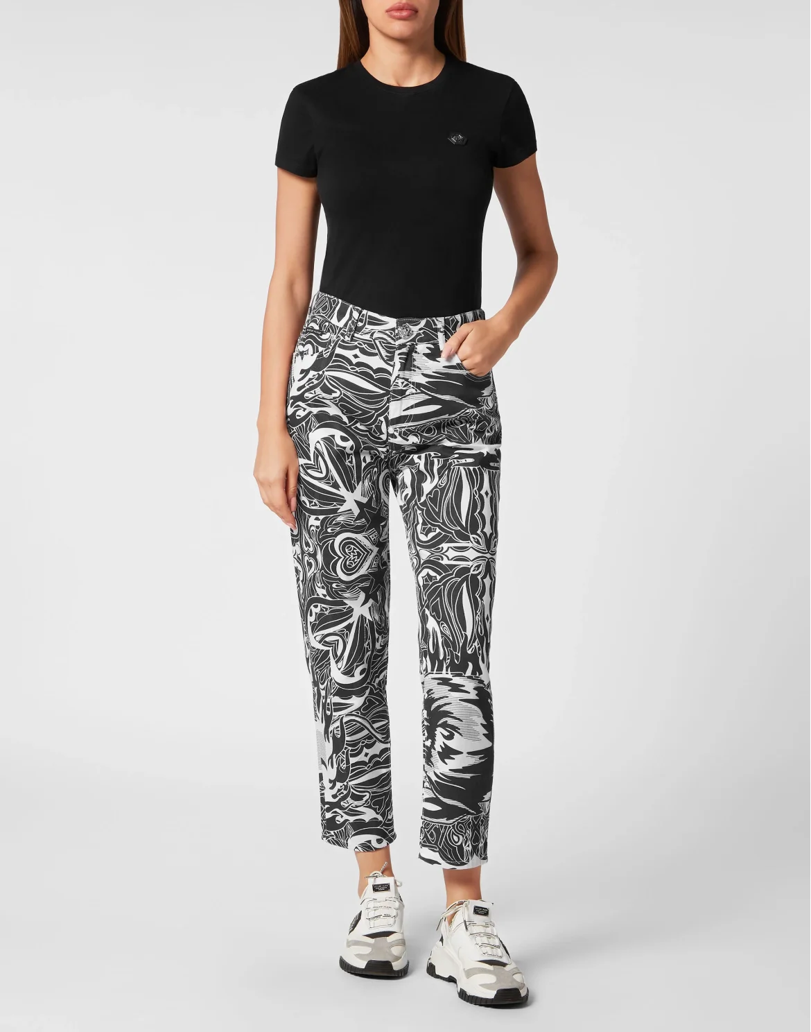 Denim Trousers Mom Fit Tribal Circus, цвет: Белый