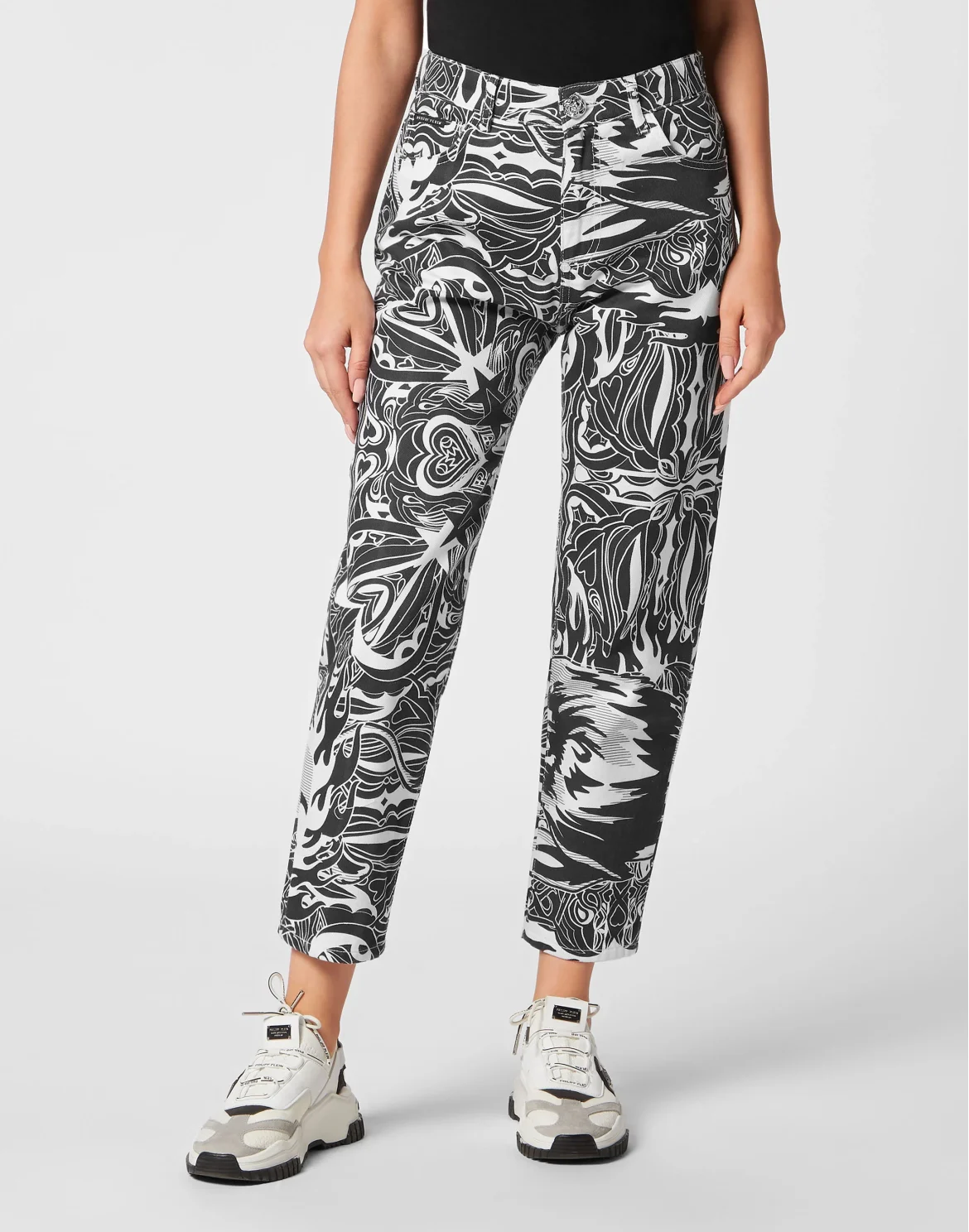 Denim Trousers Mom Fit Tribal Circus, цвет: Белый