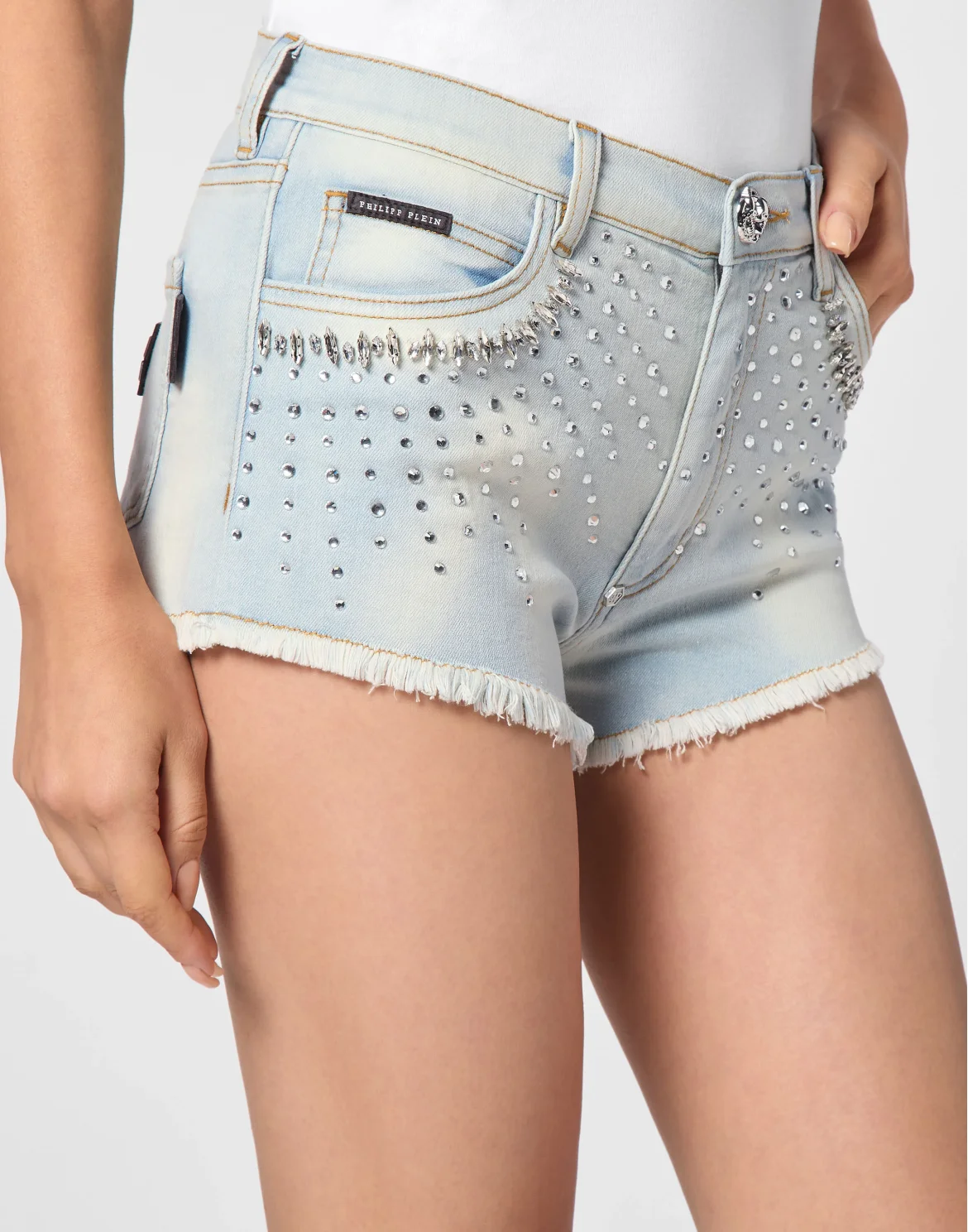 Strass Denim Shorts Crystal, цвет: Голубой