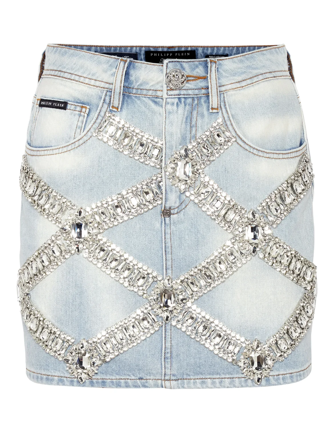 Denim Mini Skirt Brooches, цвет: Голубой