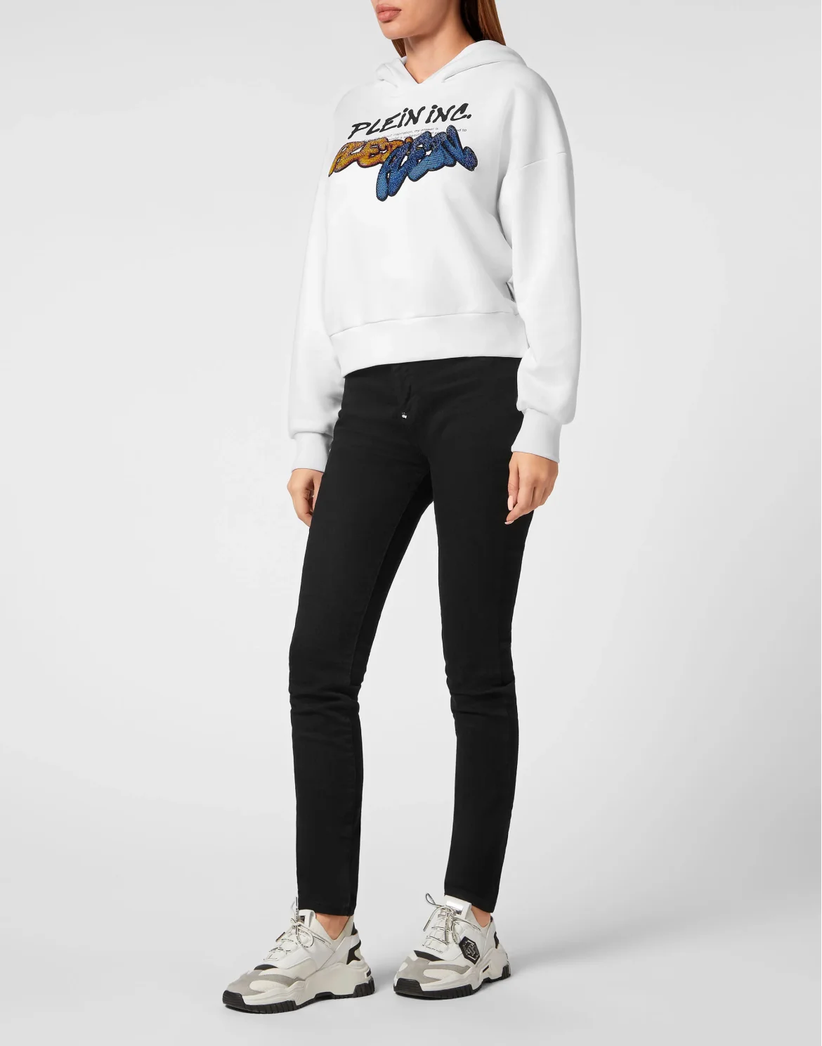 Cropped Hoodie Sweatshirt Bombing Graffiti, цвет: Белый