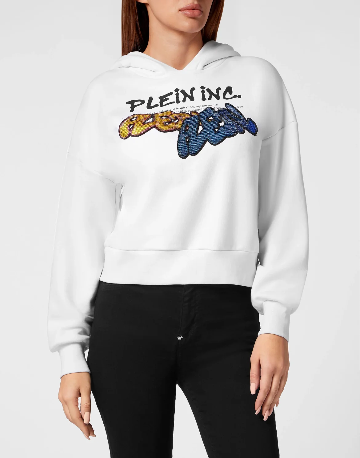 Cropped Hoodie Sweatshirt Bombing Graffiti, цвет: Белый
