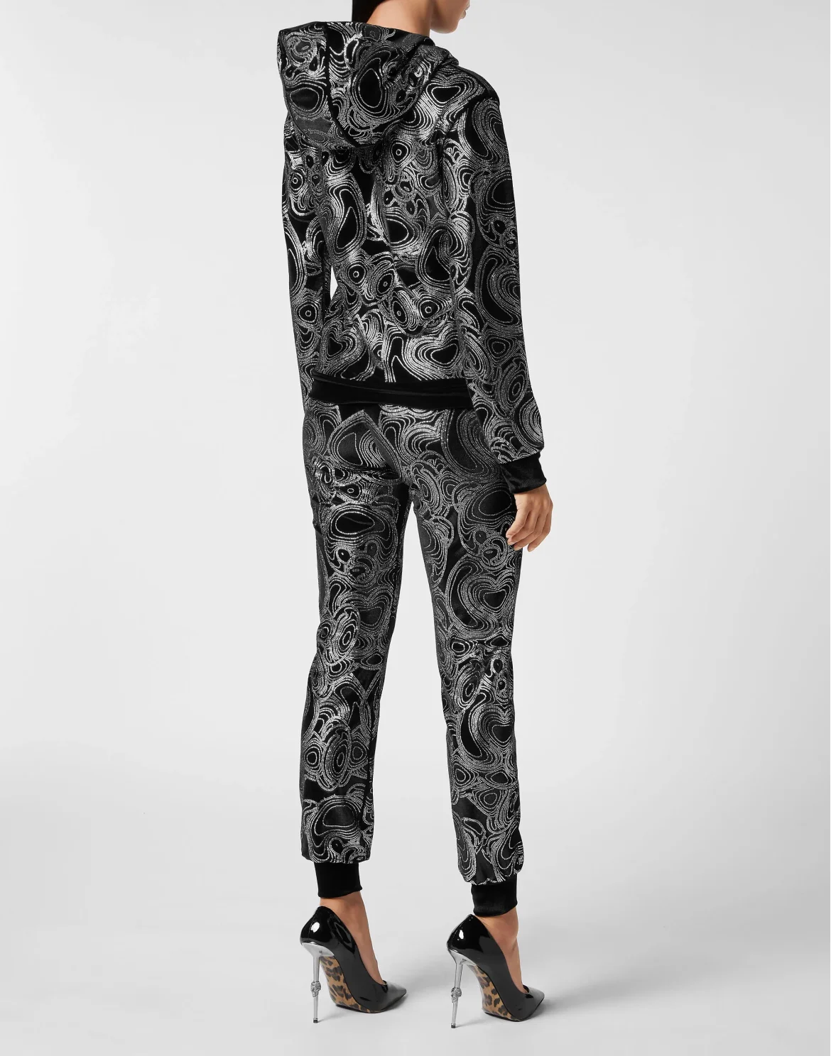 Jogging Tracksuit: Hoodie/Trousers with crystals Teddy Bear, цвет: Черный