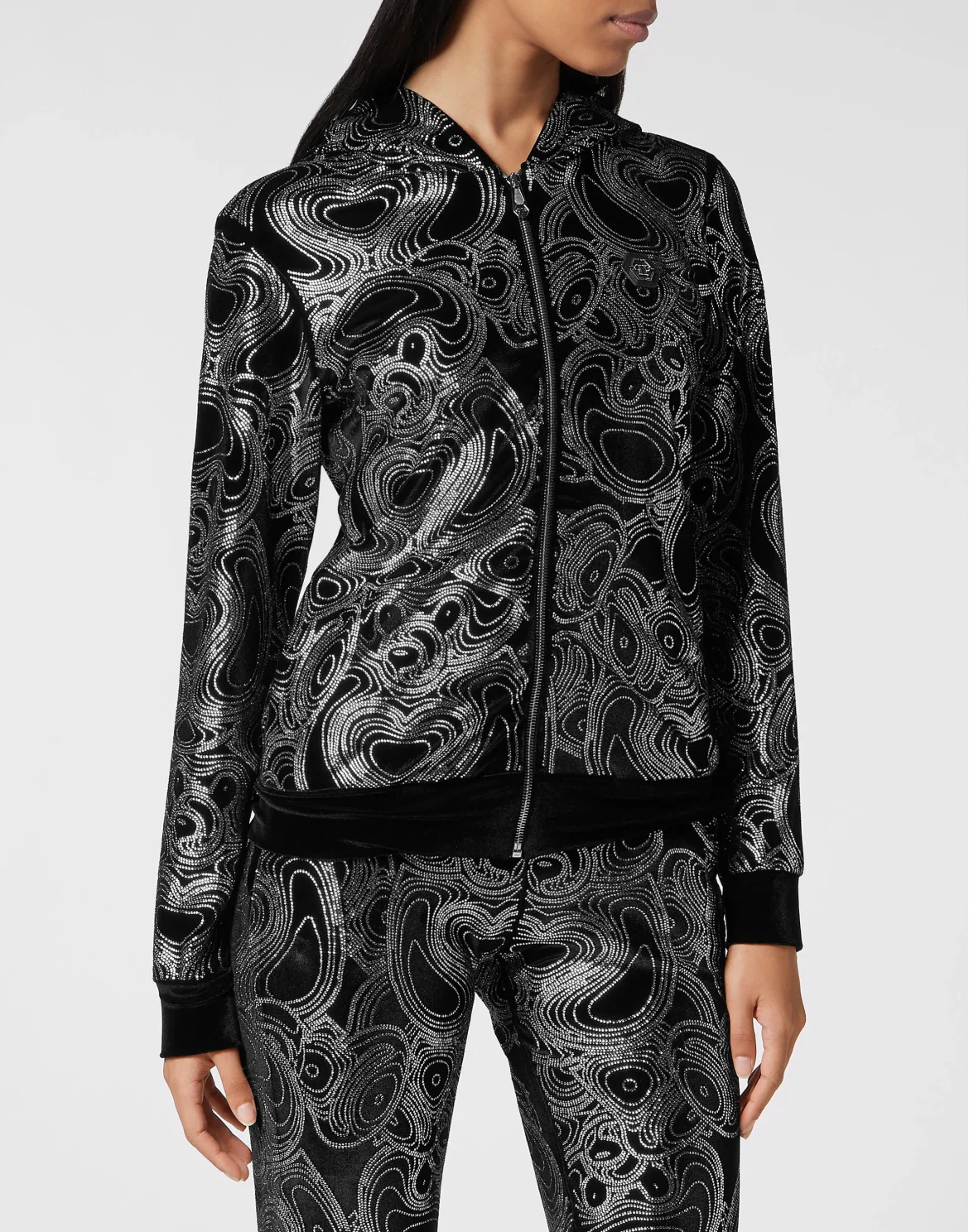 Jogging Tracksuit: Hoodie/Trousers with crystals Teddy Bear, цвет: Черный