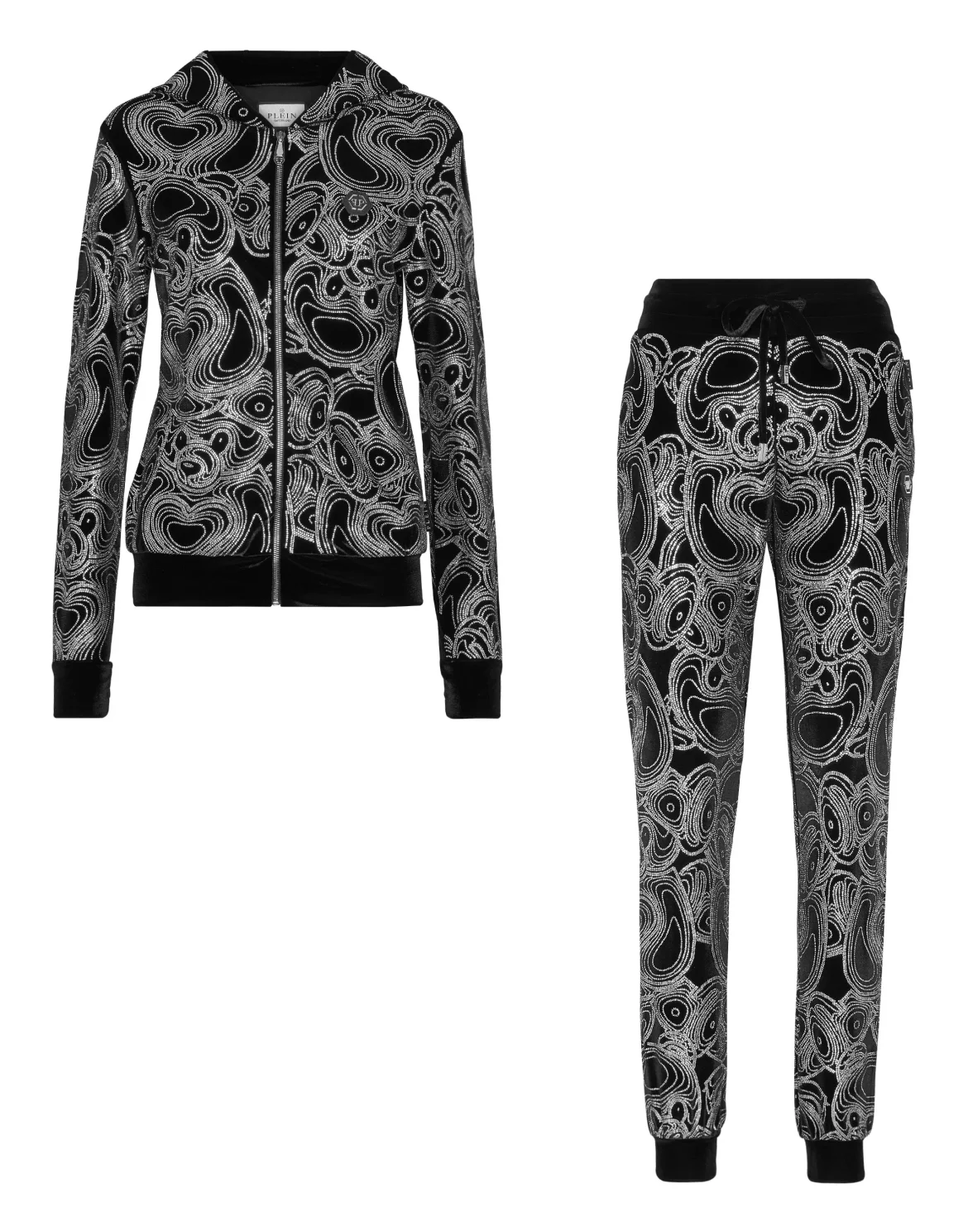 Jogging Tracksuit: Hoodie/Trousers with crystals Teddy Bear, цвет: Черный