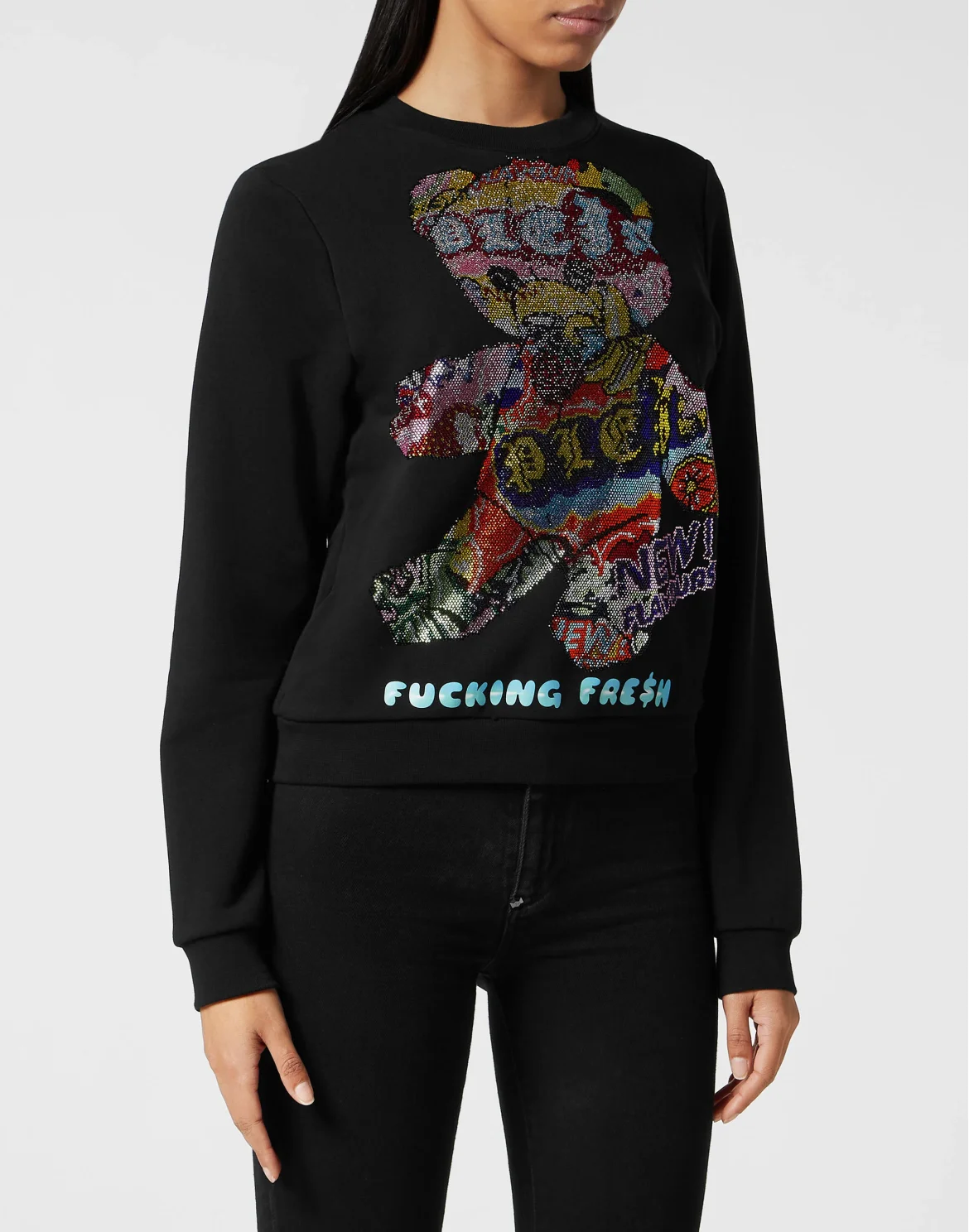Strass Sweatshirt Roundneck Tutti Frutti, цвет: Черный