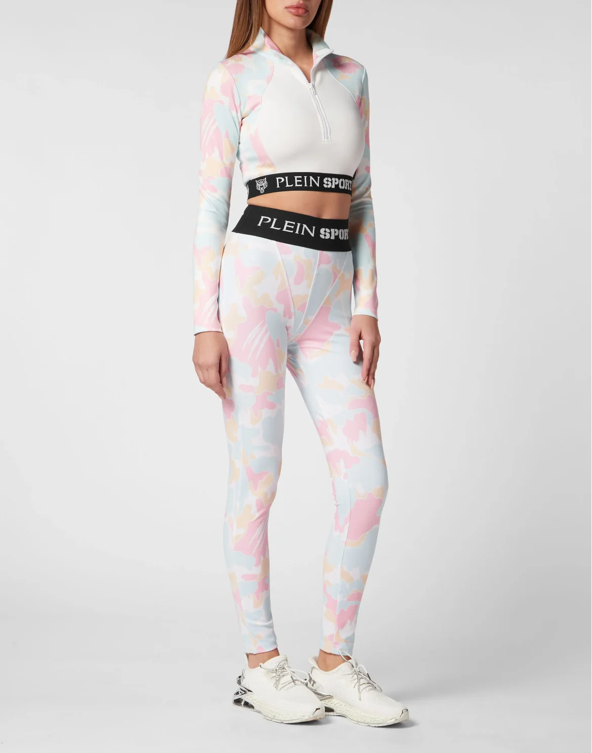 Jogging Push Up Cutting Leggings Camouflage, цвет: Розовый