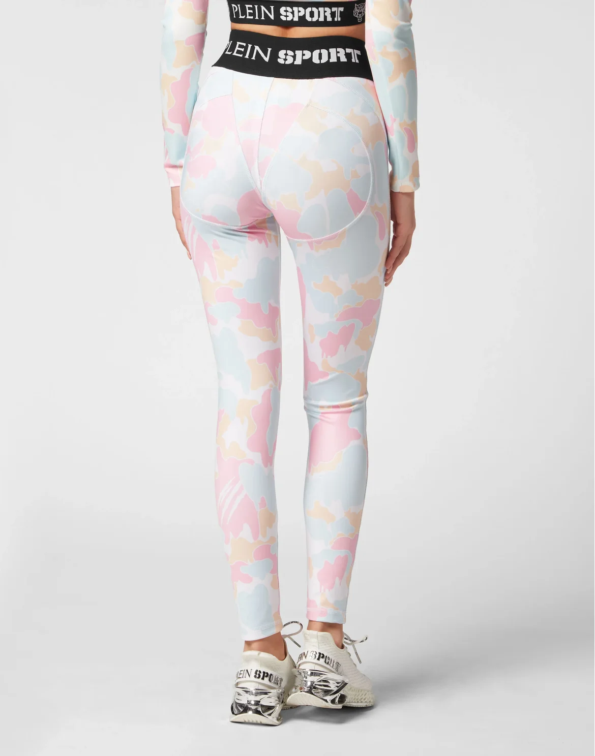 Jogging Push Up Cutting Leggings Camouflage, цвет: Розовый