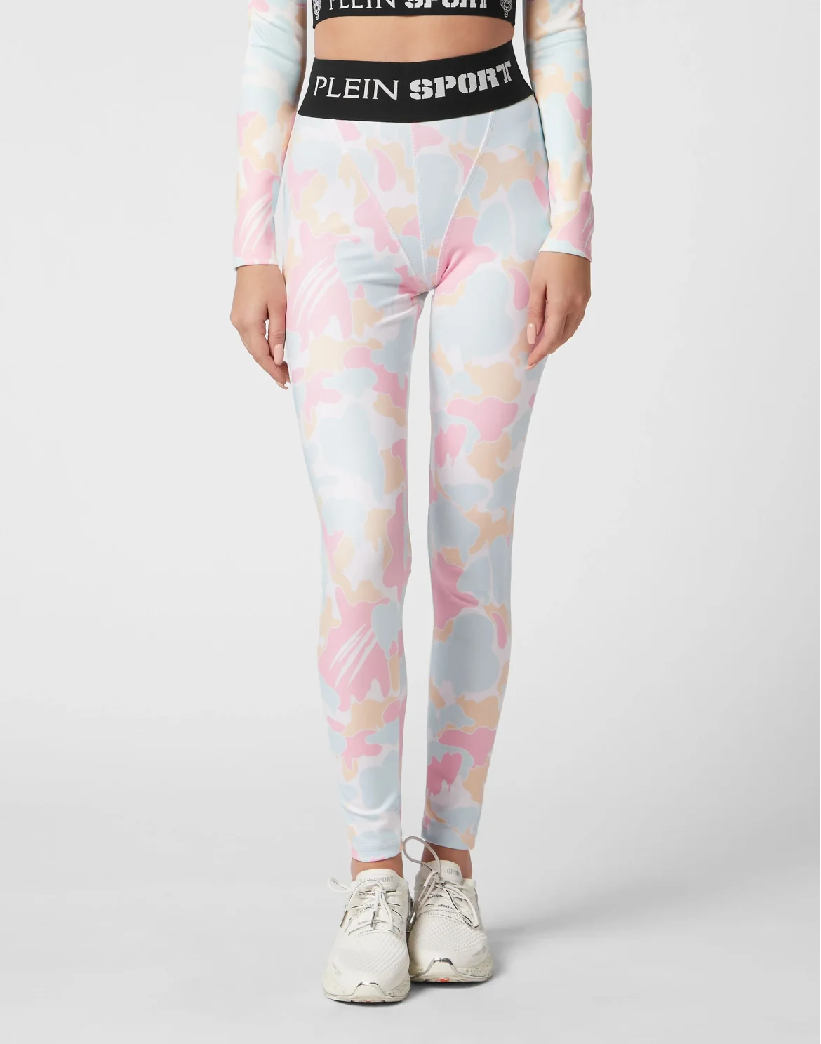 Jogging Push Up Cutting Leggings Camouflage, цвет: Розовый