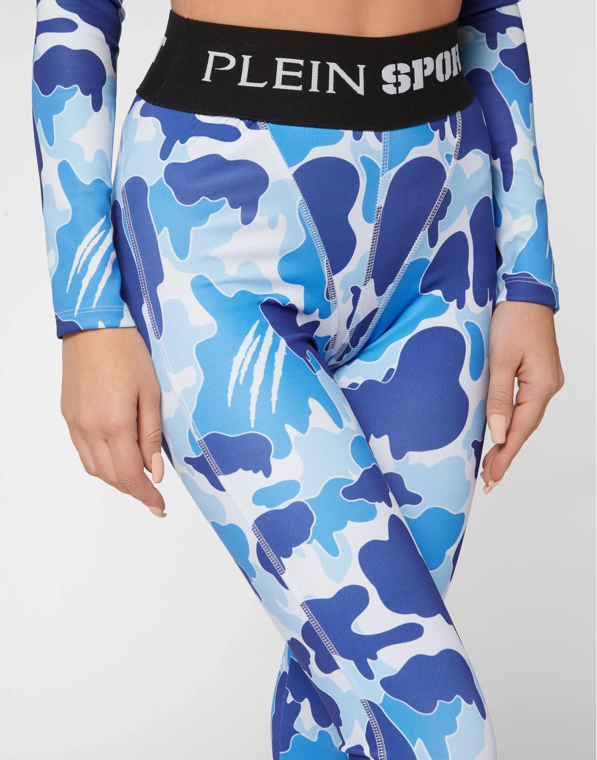 Jogging Push Up Cutting Leggings Camouflage, цвет: Голубой