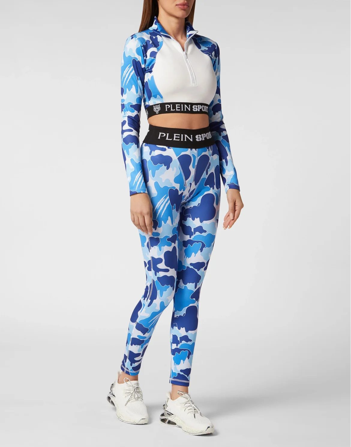 Jogging Push Up Cutting Leggings Camouflage, цвет: Голубой