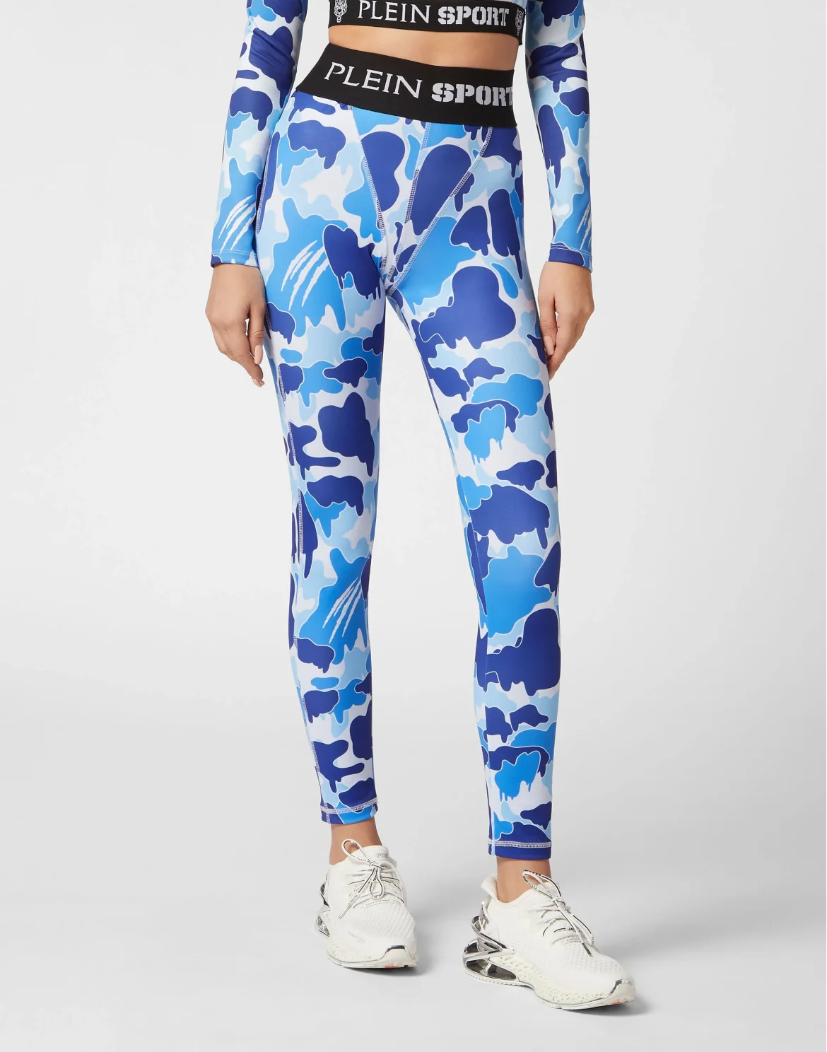 Jogging Push Up Cutting Leggings Camouflage, цвет: Голубой