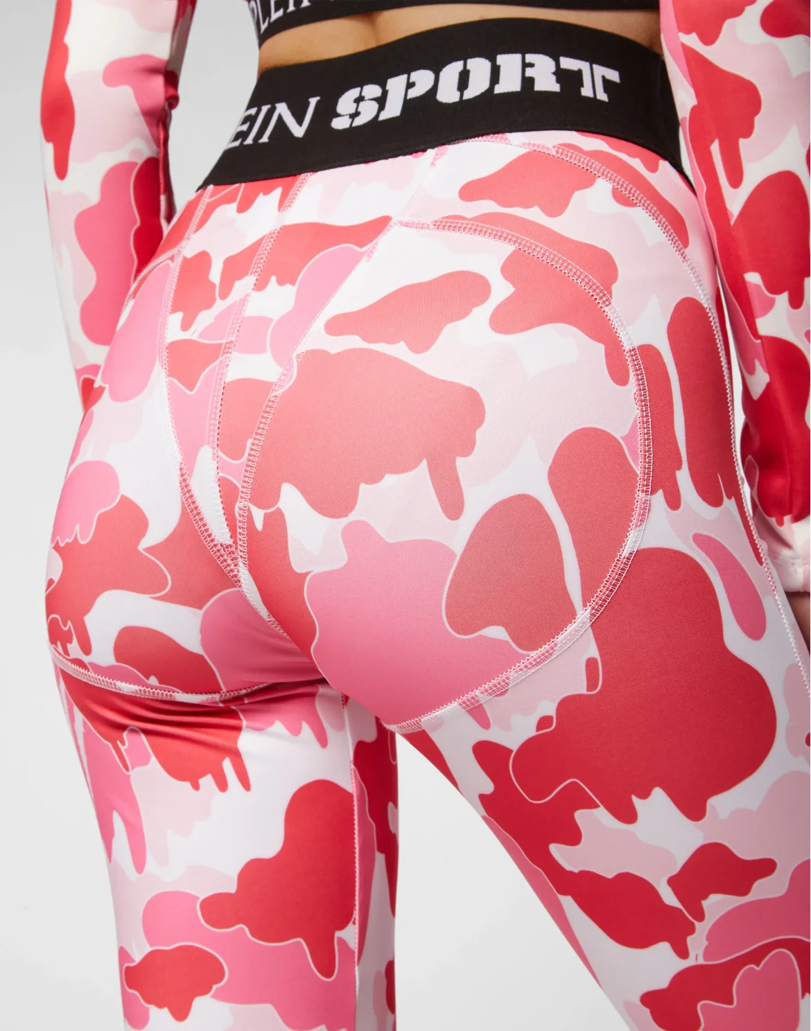 Jogging Push Up Cutting Leggings Camouflage, цвет: Розовый