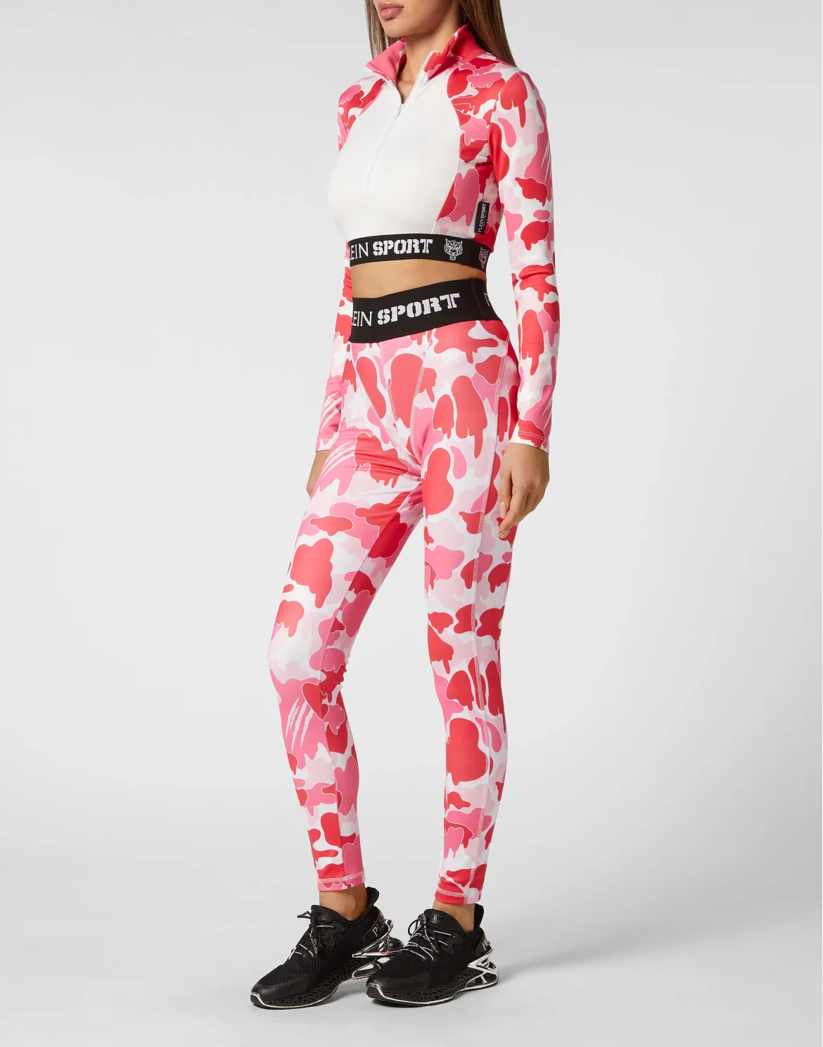 Jogging Push Up Cutting Leggings Camouflage, цвет: Розовый