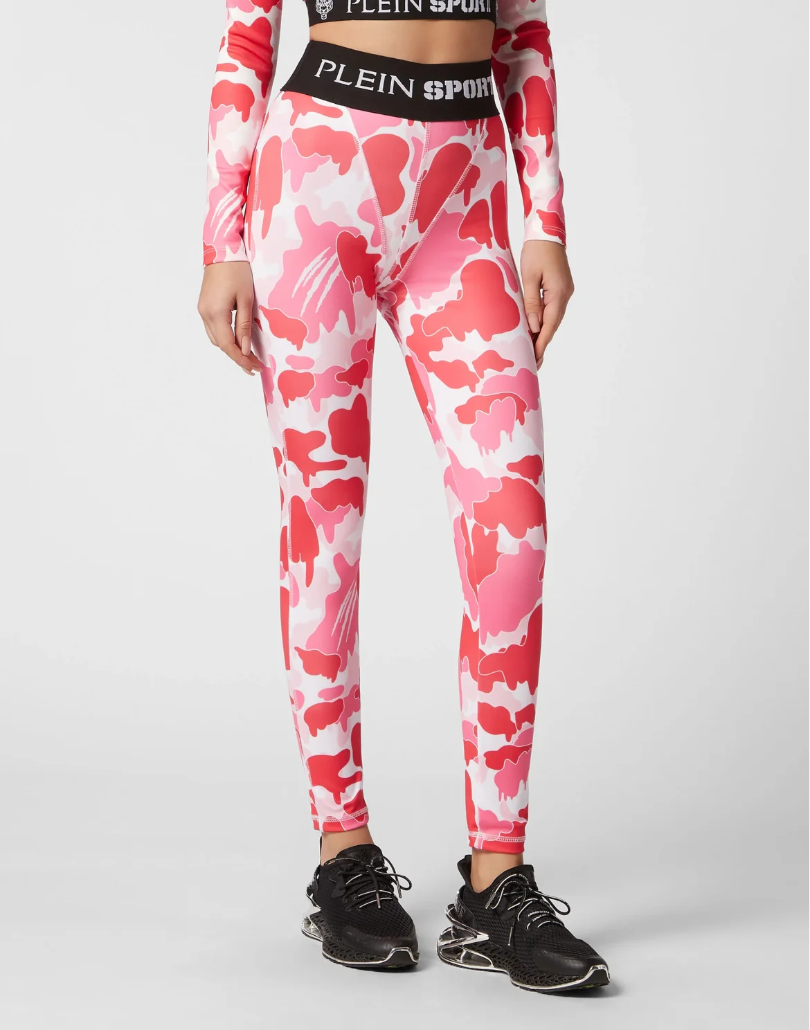 Jogging Push Up Cutting Leggings Camouflage, цвет: Розовый