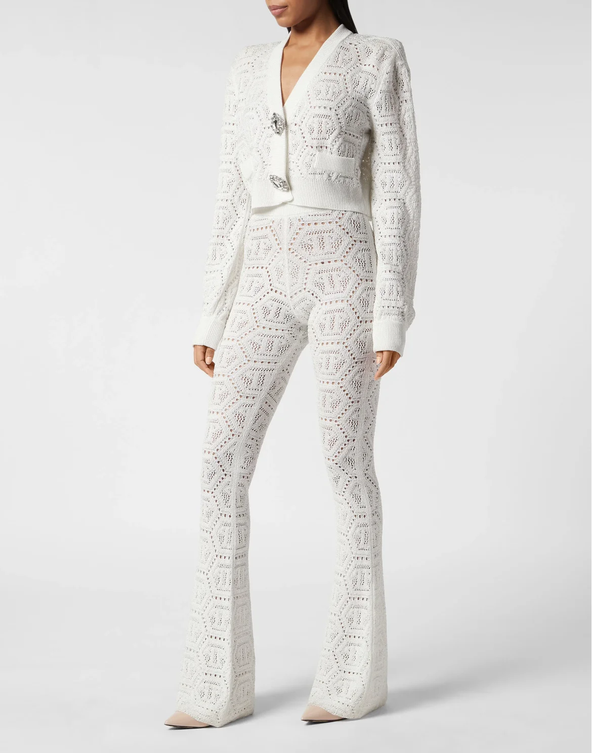 Lurex Knit Trousers Monogram, цвет: Белый
