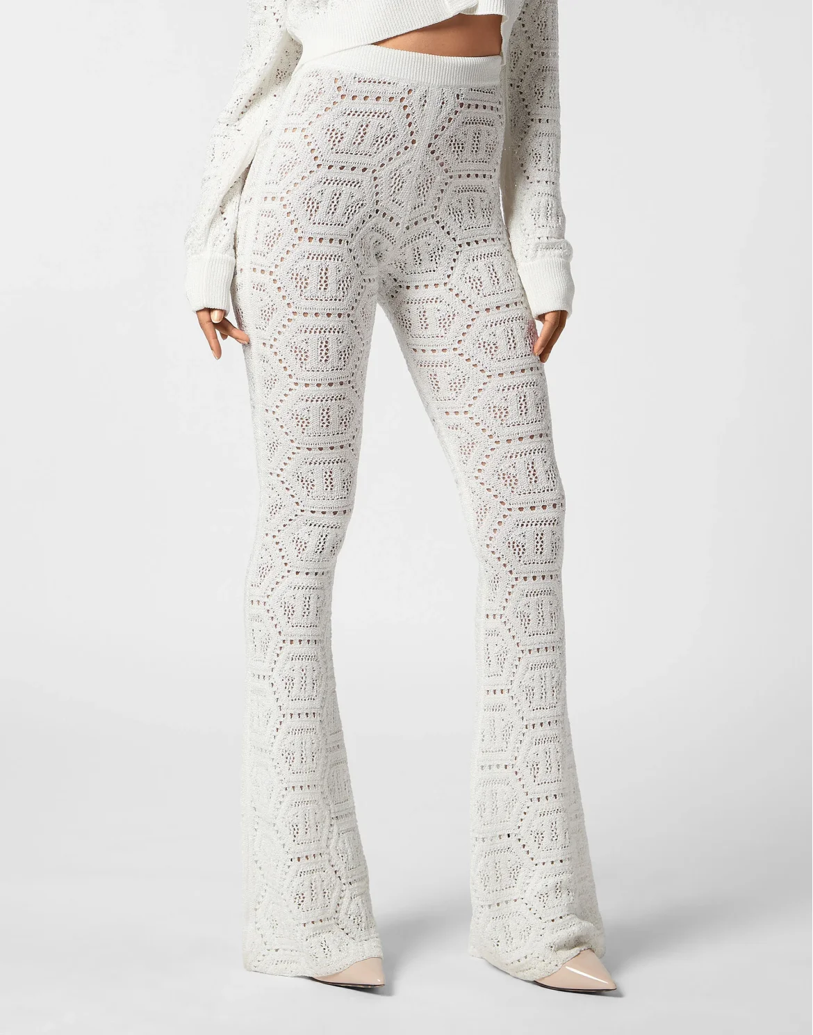 Lurex Knit Trousers Monogram, цвет: Белый