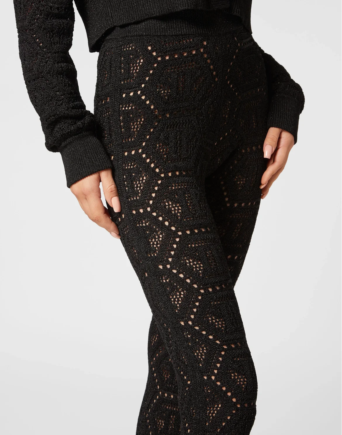 Lurex Knit Trousers Monogram, цвет: Черный