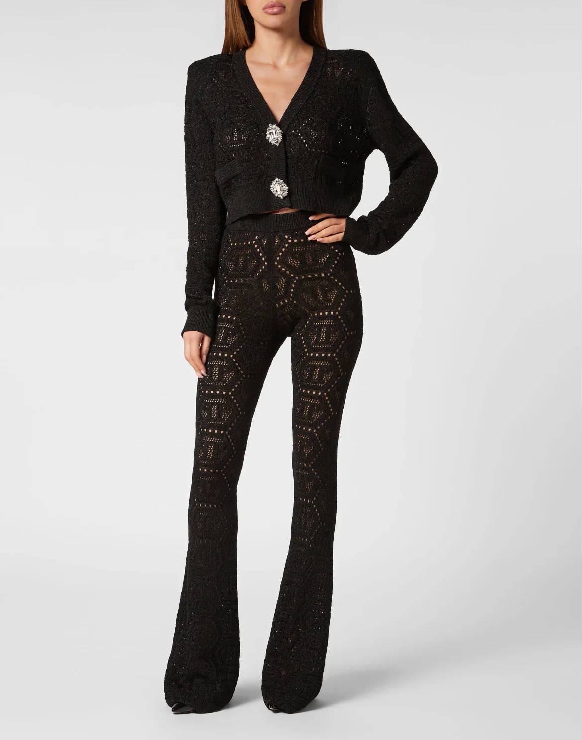 Lurex Knit Trousers Monogram, цвет: Черный