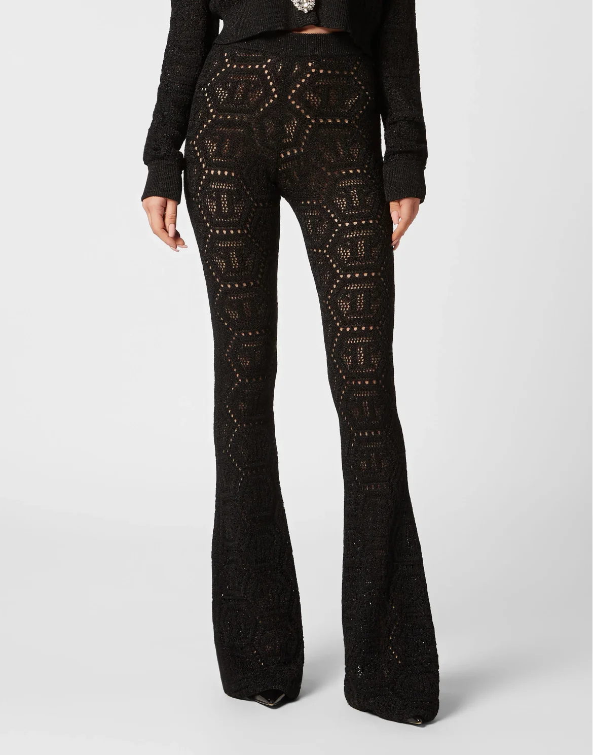 Lurex Knit Trousers Monogram, цвет: Черный