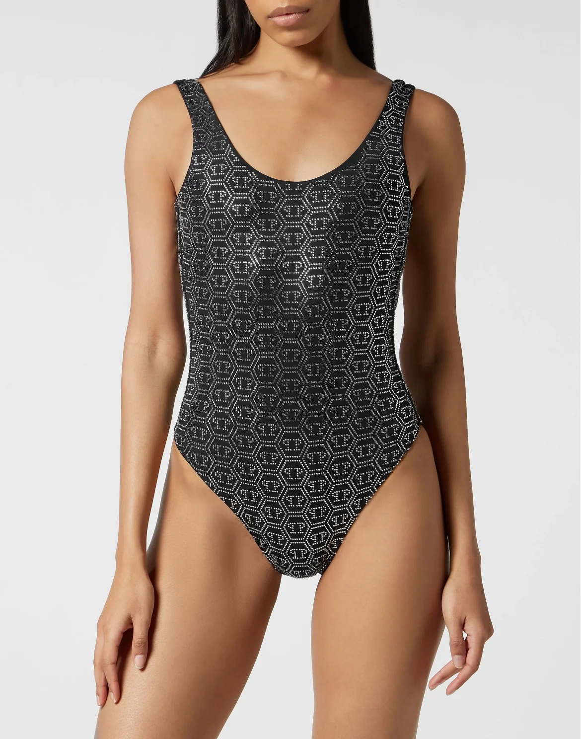 Strass Monokini Monogram, цвет: Черный