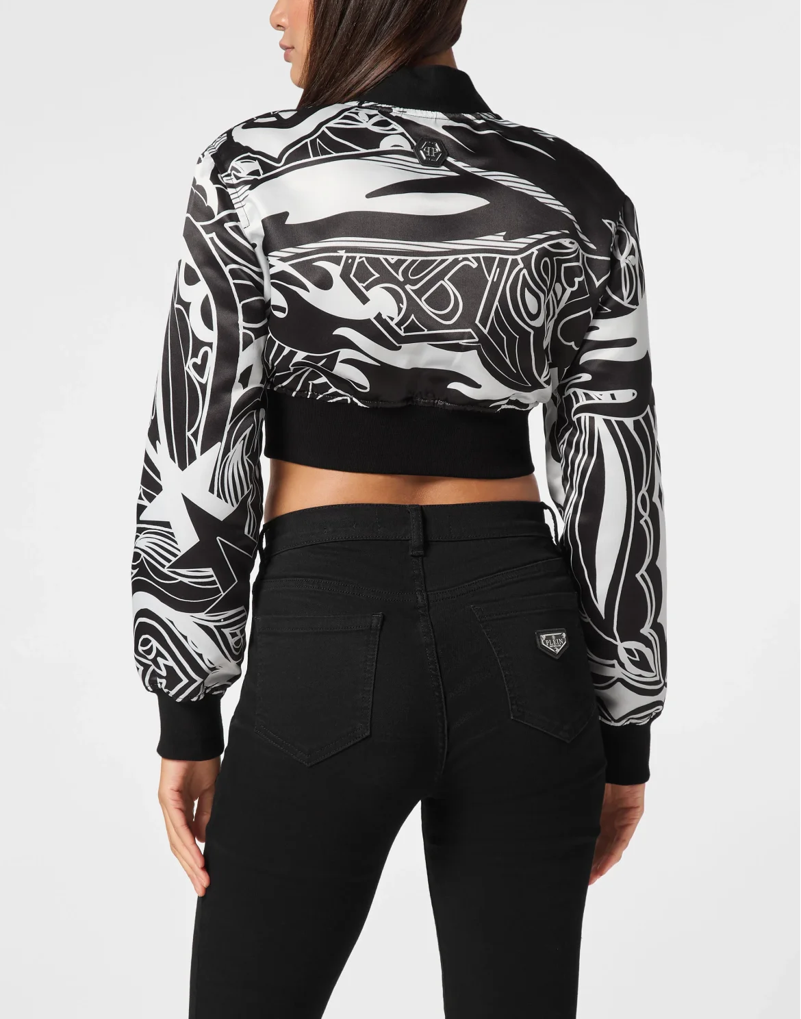 Satin Cropped Bomber, цвет: Мультиколор