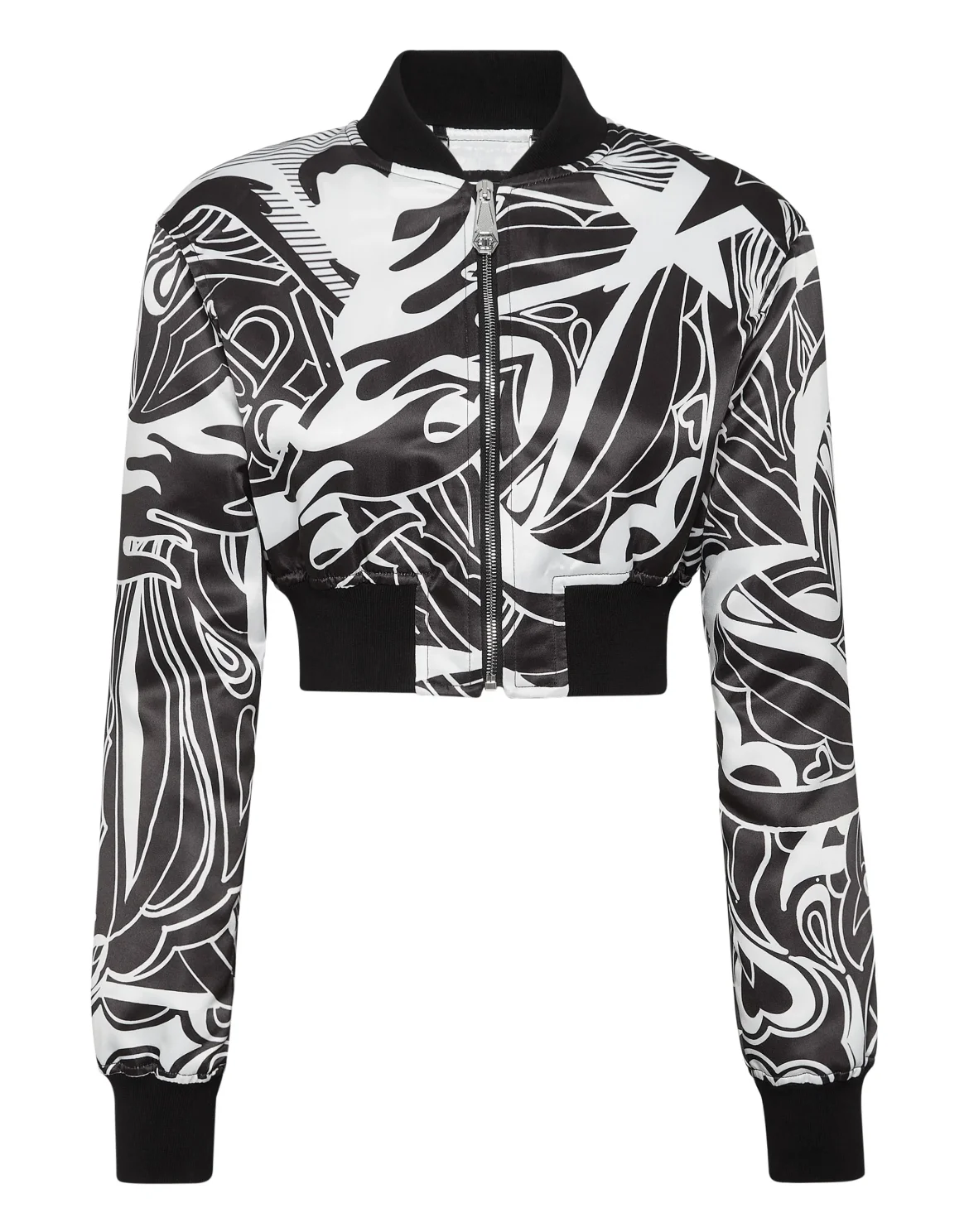 Satin Cropped Bomber, цвет: Мультиколор