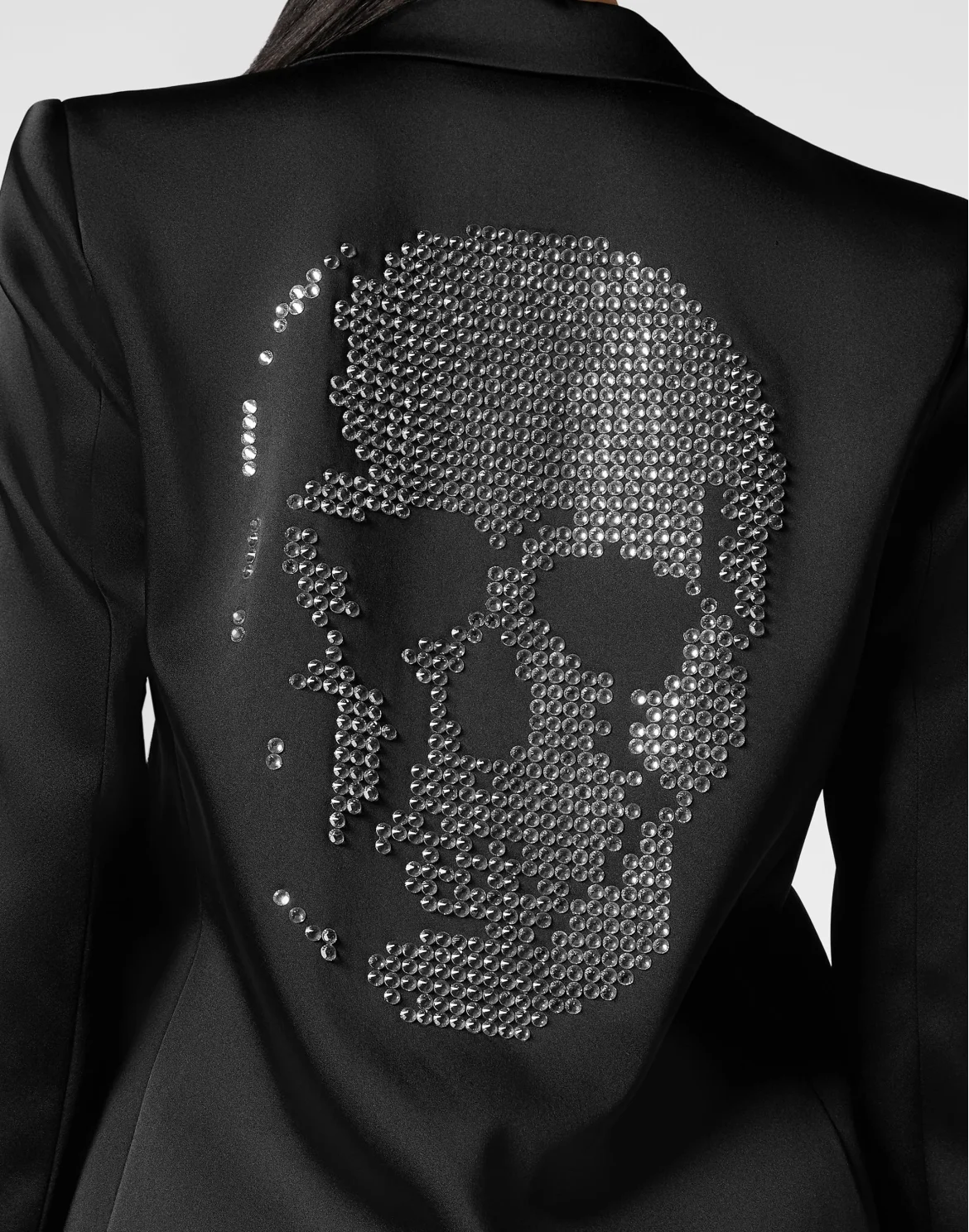 Satin Boxy Blazer Crystal Skull, цвет: Черный
