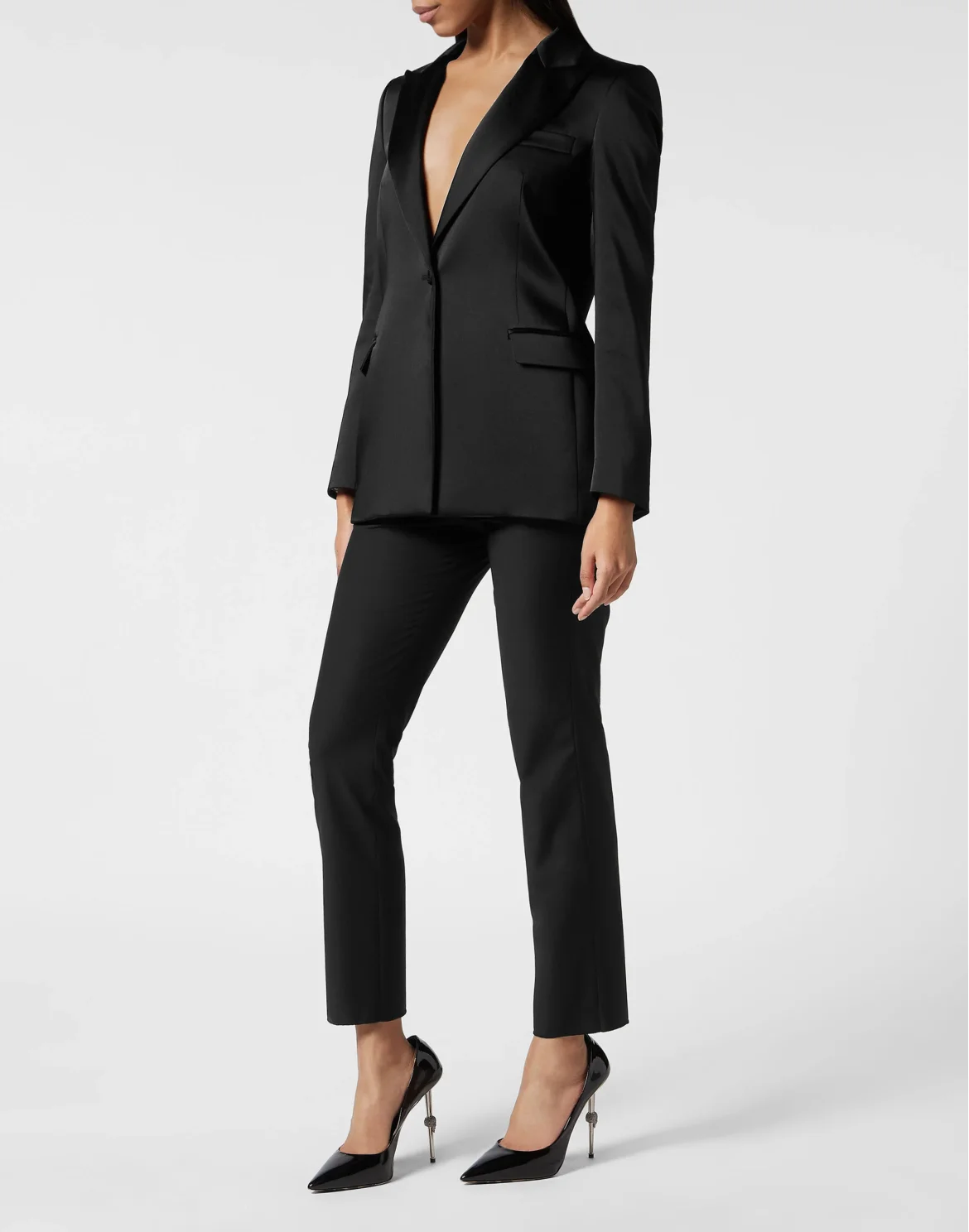 Satin Boxy Blazer Crystal Skull, цвет: Черный