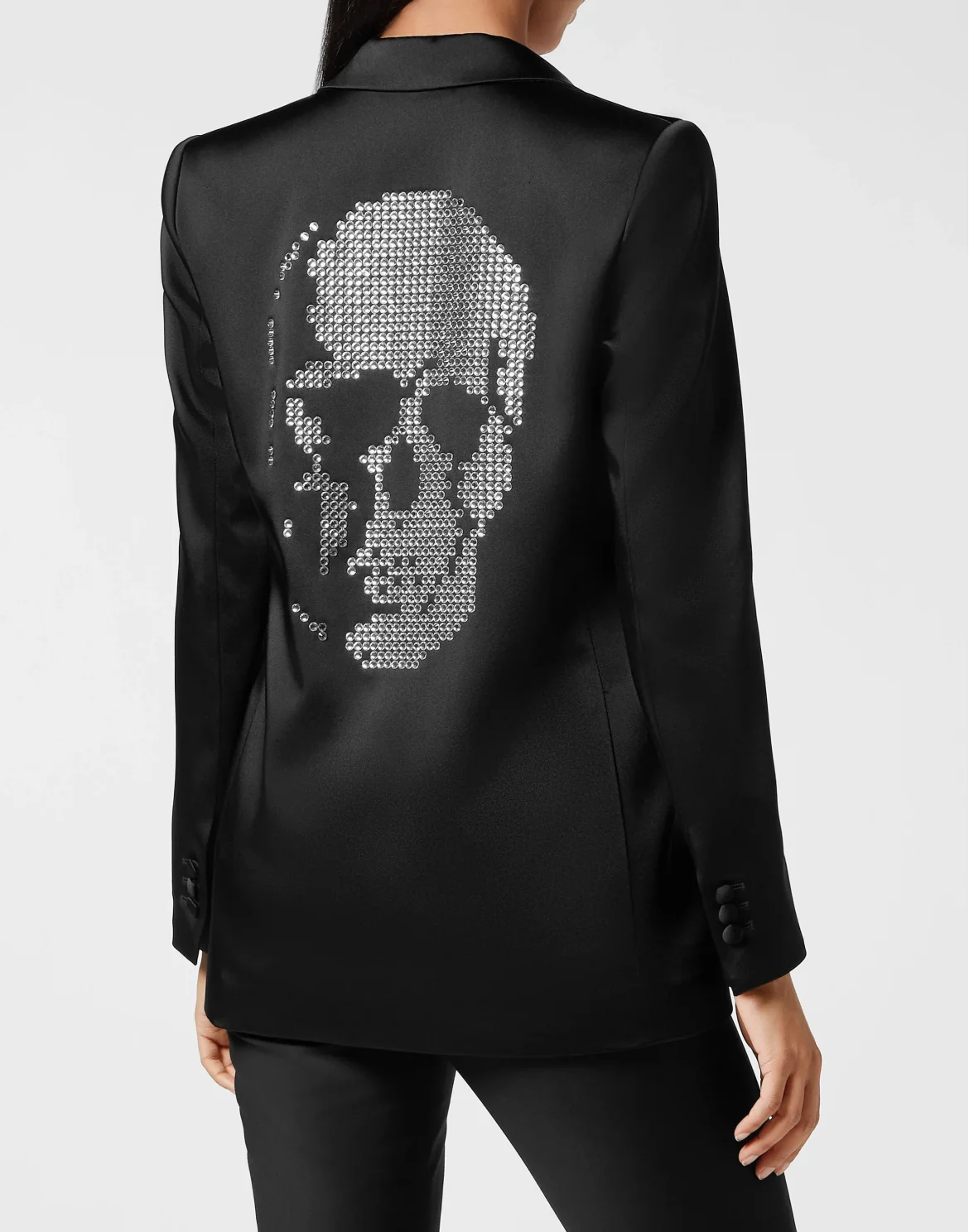 Satin Boxy Blazer Crystal Skull, цвет: Черный