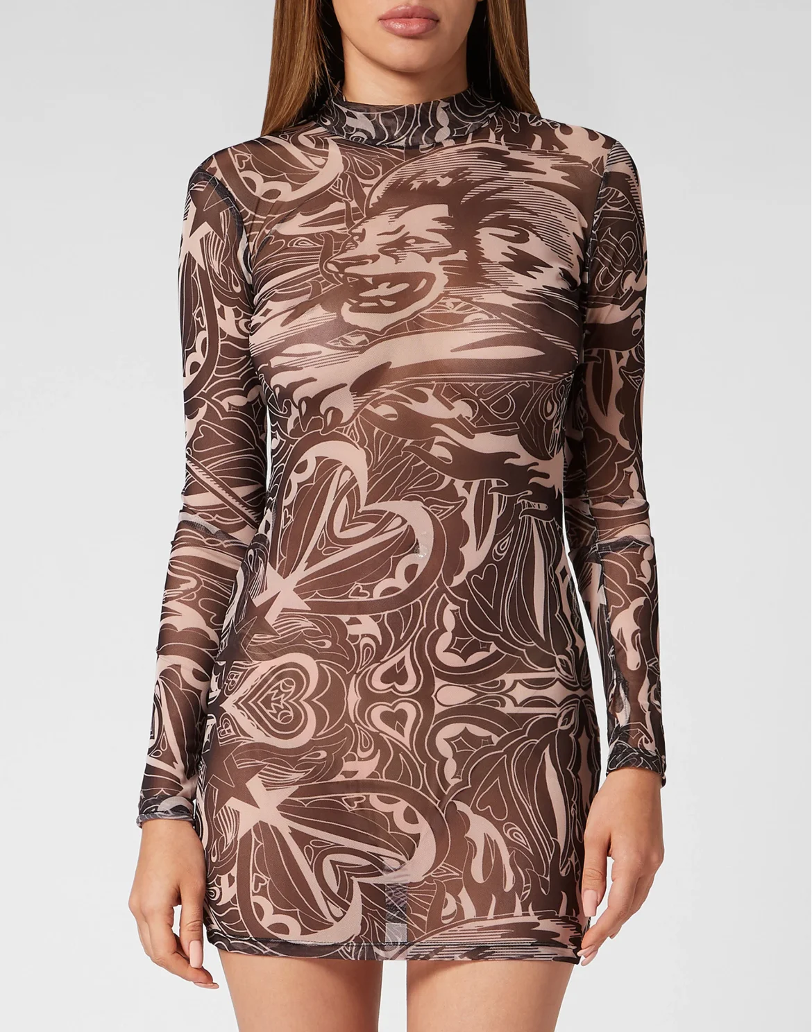 Tulle Mini Dress LS Lion Circus, цвет: Черный