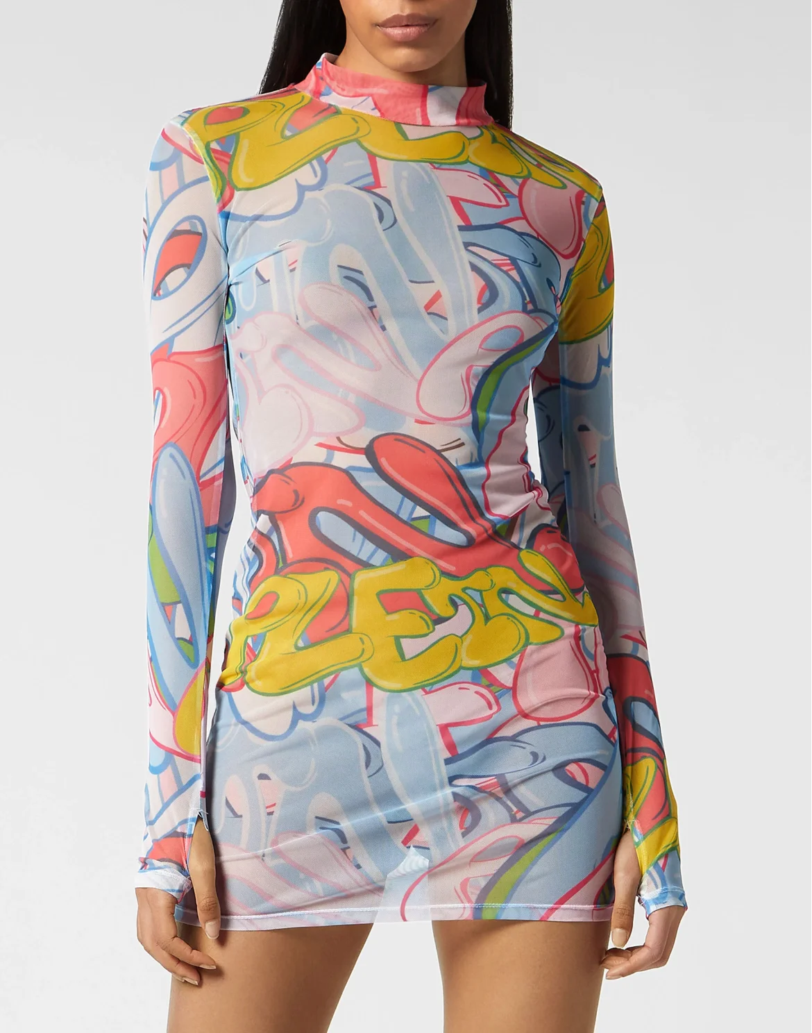 Tulle Mini Dress LS Bombing Graffiti, цвет: Мультиколор