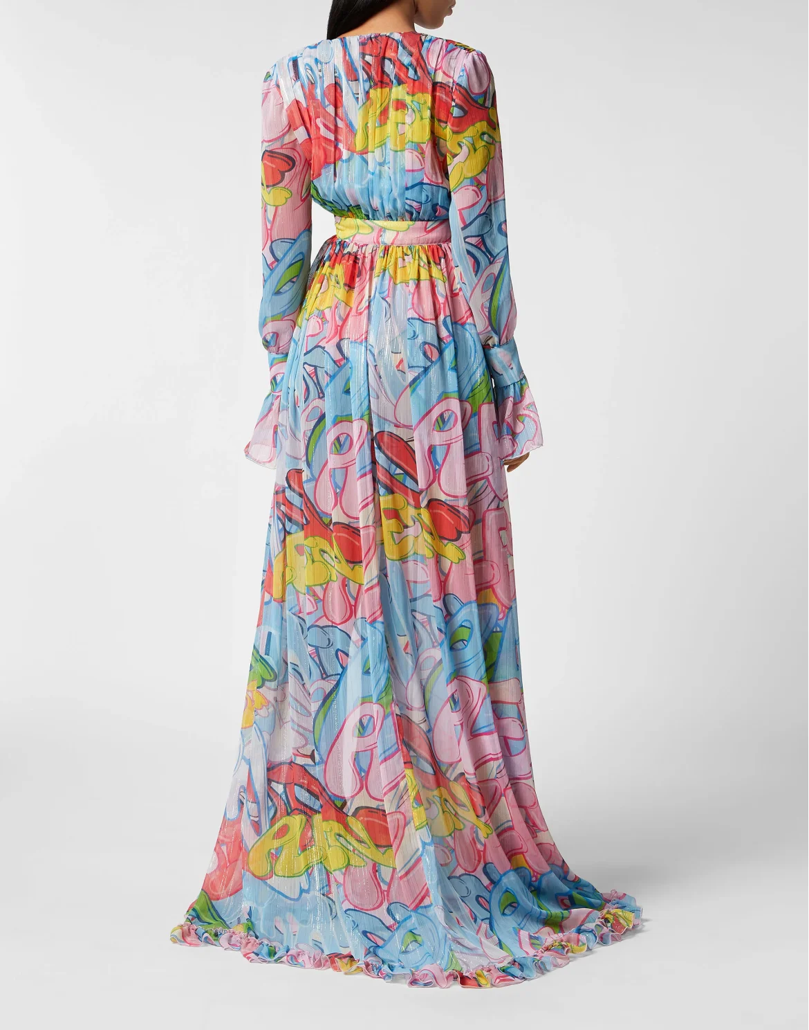 Chiffon Long Dress Bombing Graffiti, цвет: Мультиколор