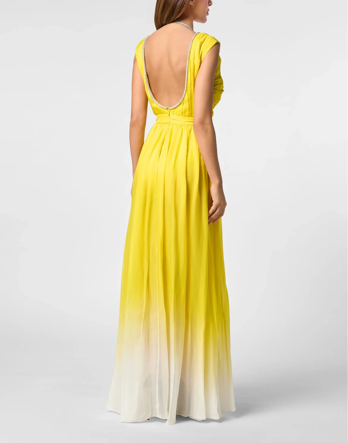 Chiffon Plisse Long Dress Degrade', цвет: Желтый