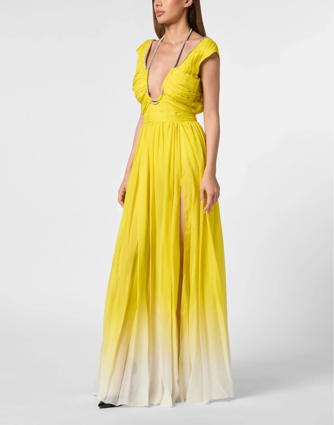 Chiffon Plisse Long Dress Degrade', цвет: Желтый
