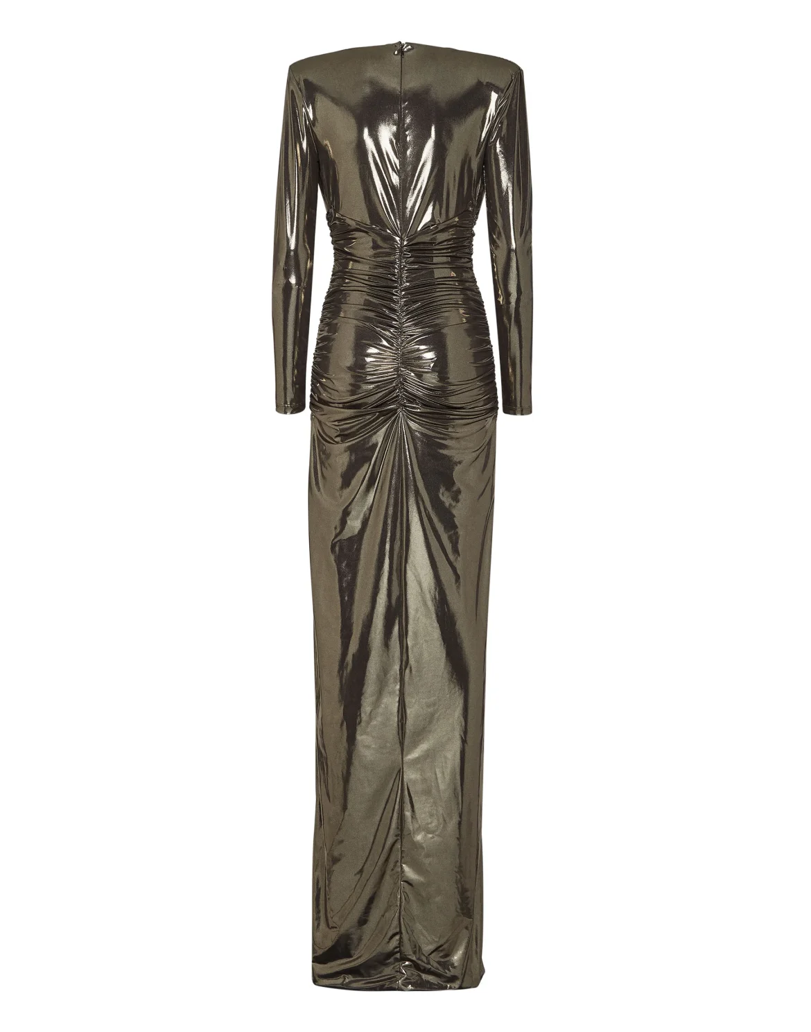 Lamé Jersey Padded Shoulder Lond Dress, цвет: Золотой
